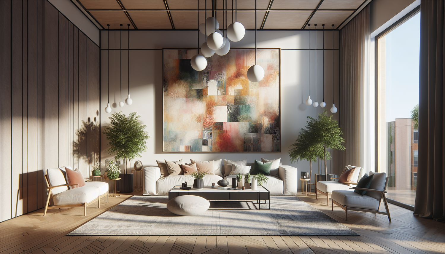 Intérieur contemporain avec tableau décoratif — ambiance wall art