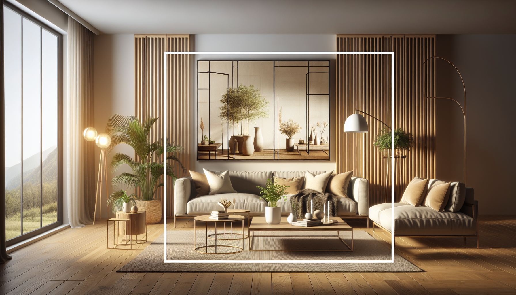 Intérieur contemporain avec tableau décoratif — ambiance Tableaux Arbre