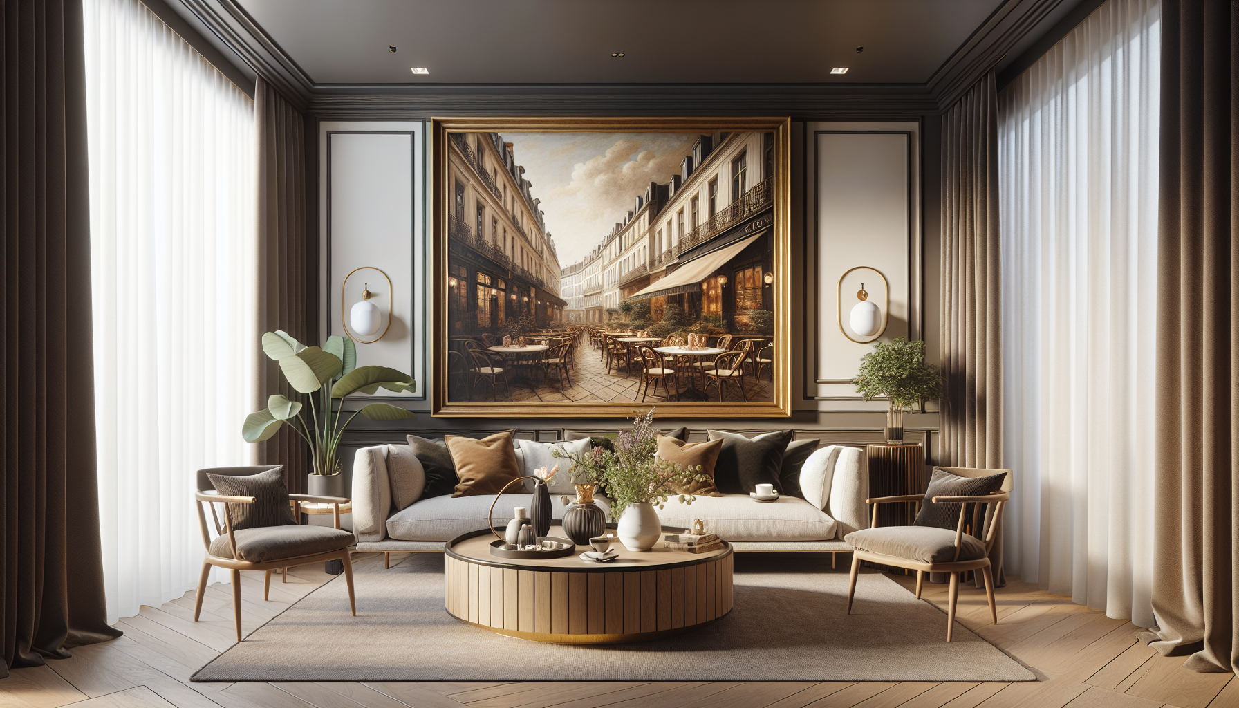 Intérieur contemporain avec tableau décoratif — ambiance Tableau Café