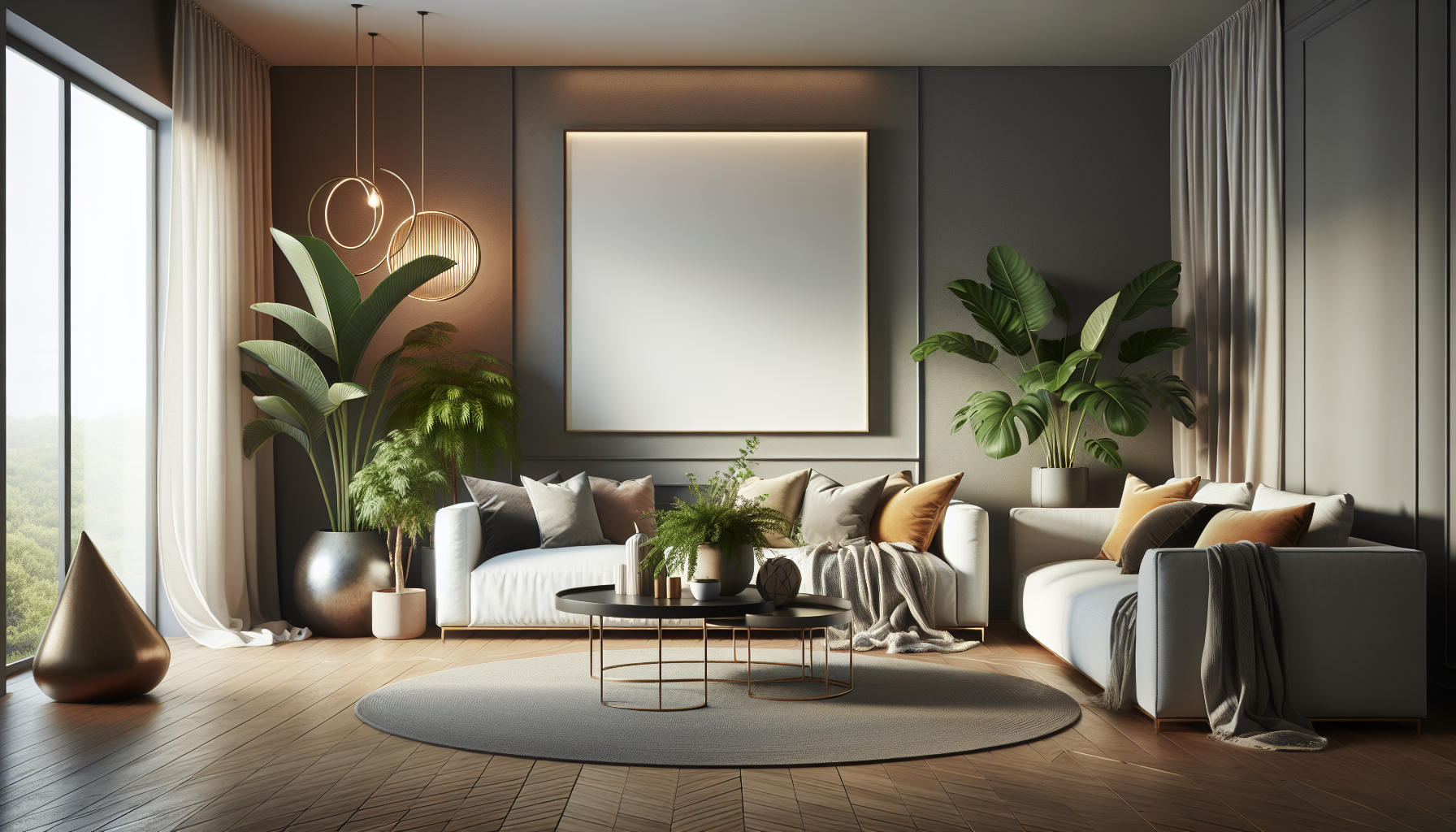 Intérieur contemporain avec tableau décoratif — ambiance wall art