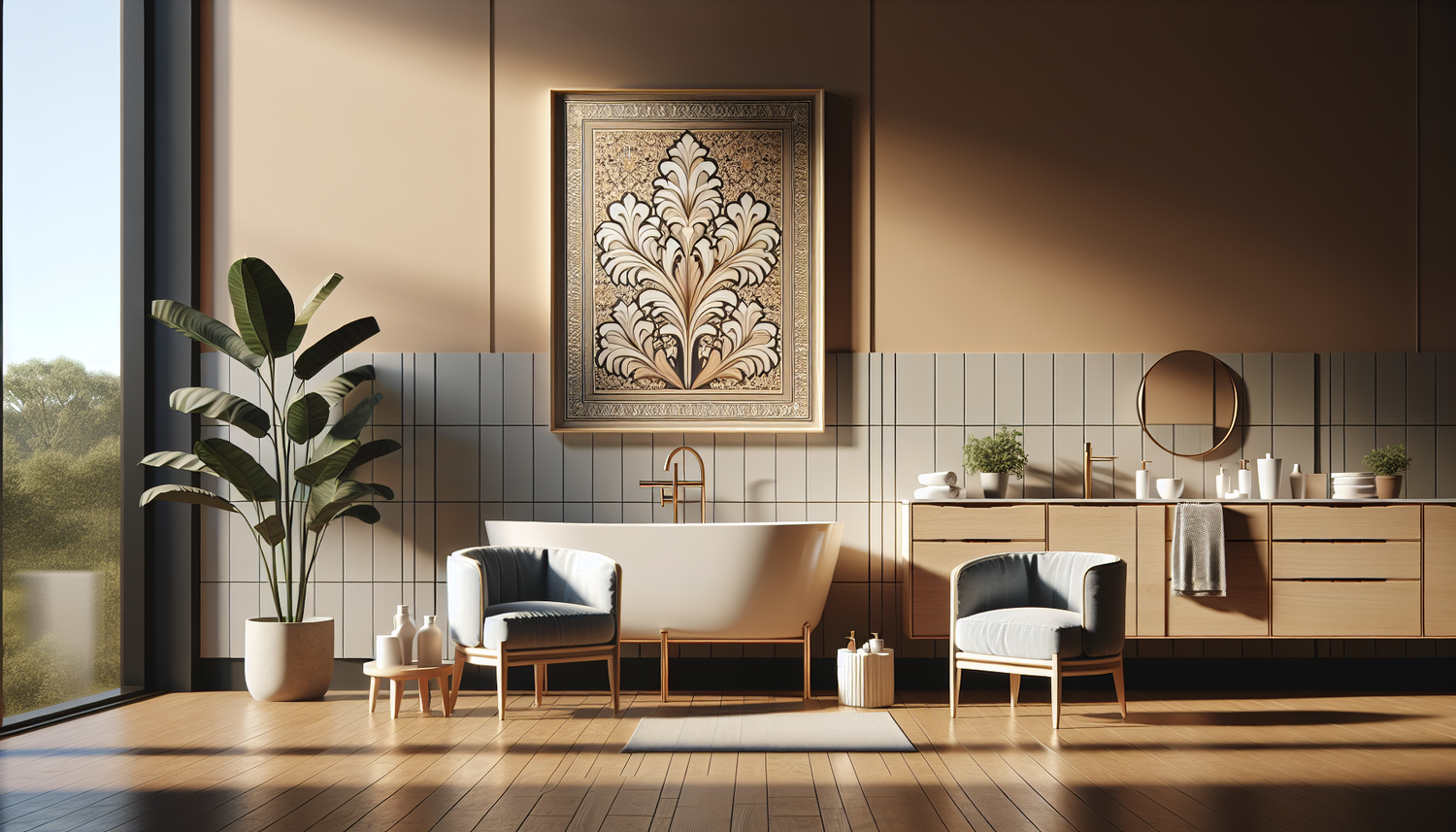 Intérieur contemporain avec tableau décoratif — ambiance Tableau pour salle de bain