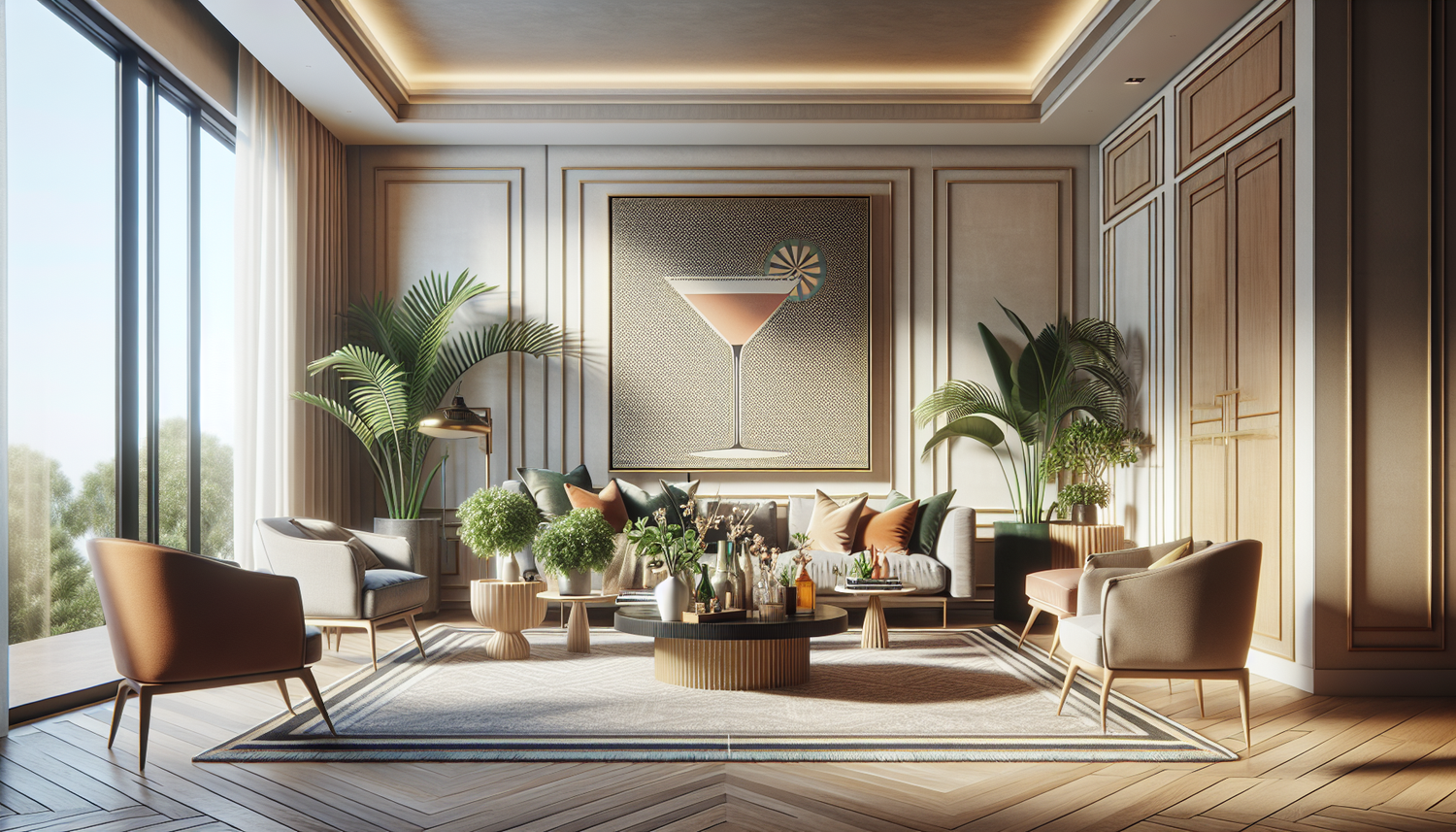 Intérieur contemporain avec tableau décoratif — ambiance Tableau Cocktail
