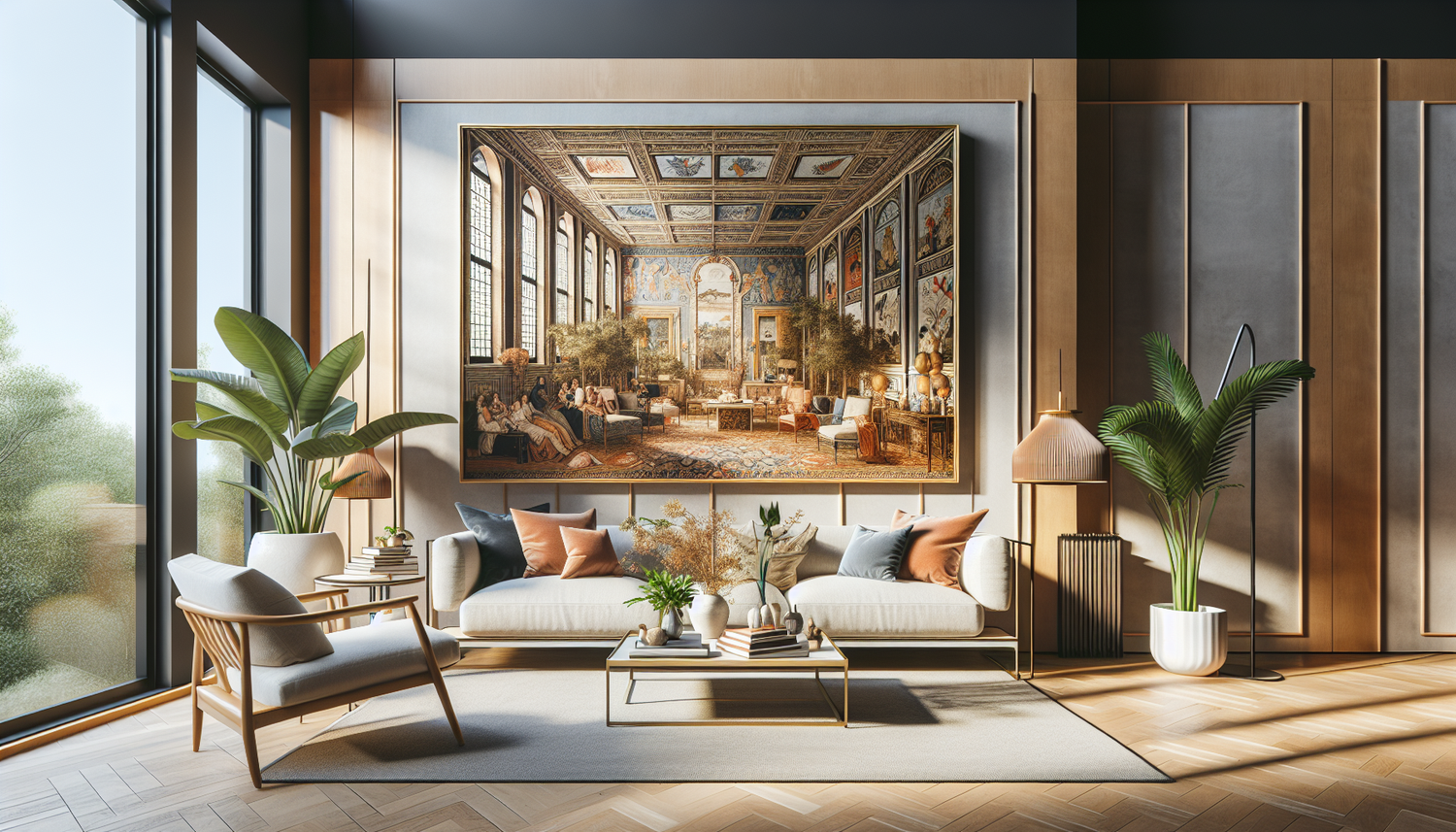Intérieur contemporain avec tableau décoratif — ambiance Tableaux Canard