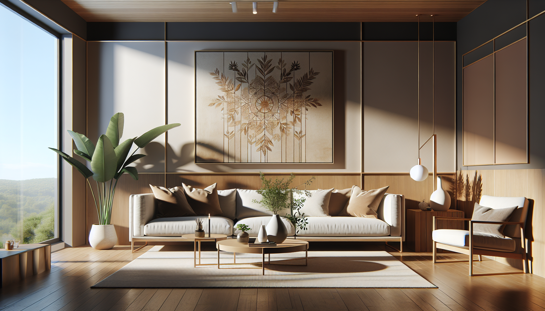 Intérieur contemporain avec tableau décoratif — ambiance Tableau pour salon