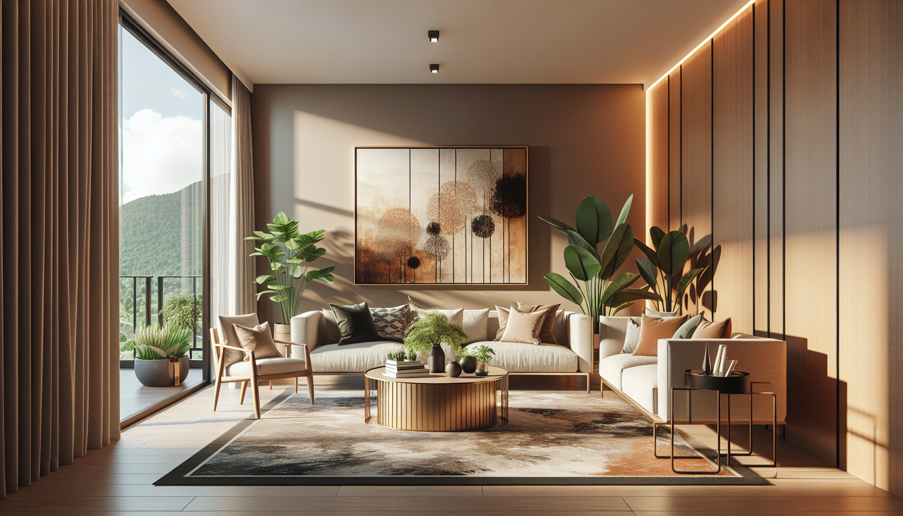 Intérieur contemporain avec tableau décoratif — ambiance wall art