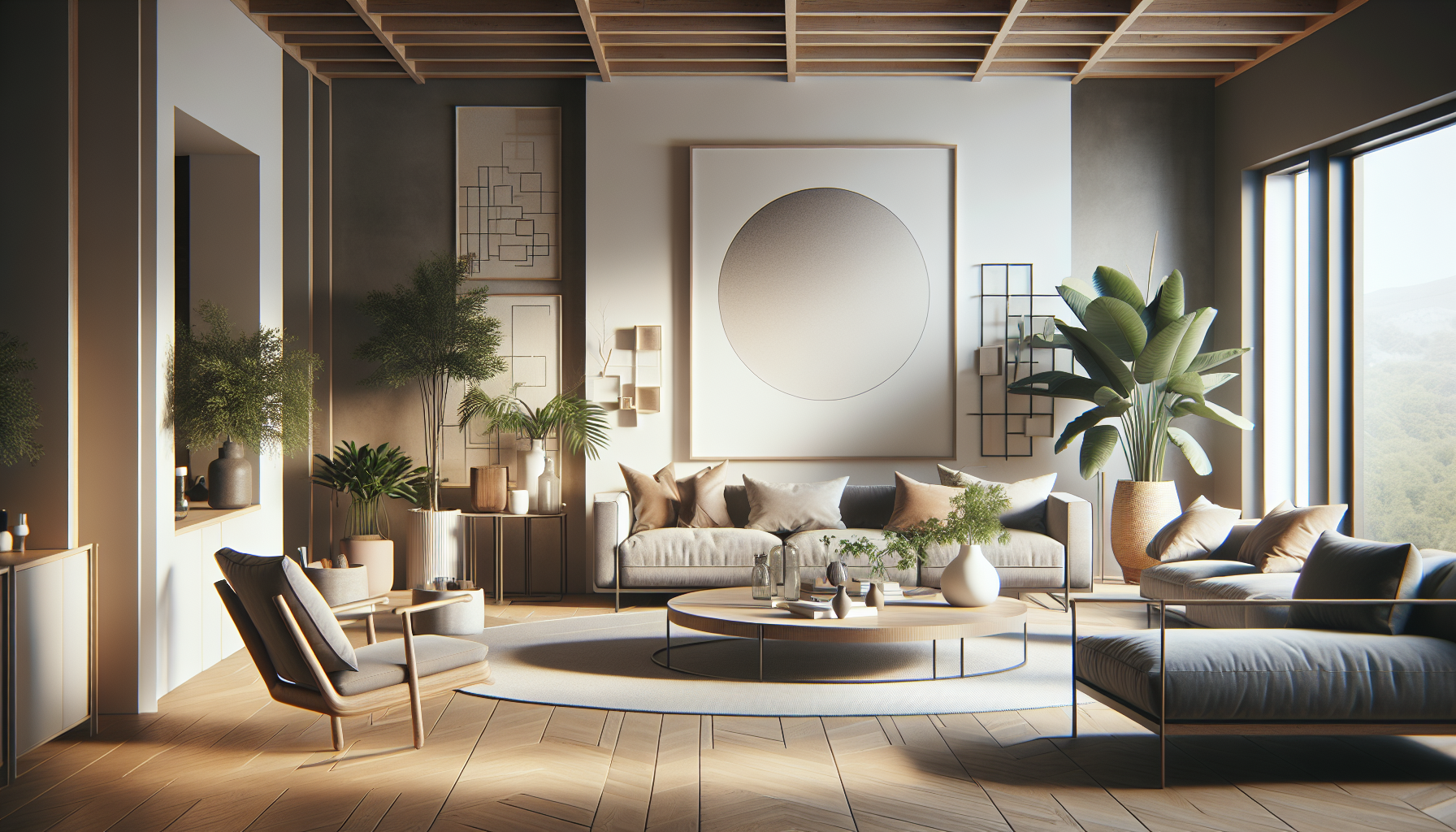 Intérieur contemporain avec tableau décoratif — ambiance wall art