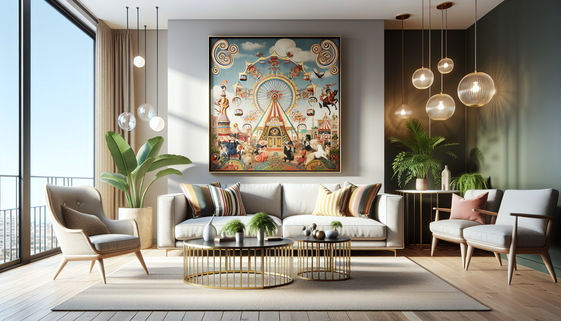 Intérieur contemporain avec tableau décoratif — ambiance Tableau Fête des Pères