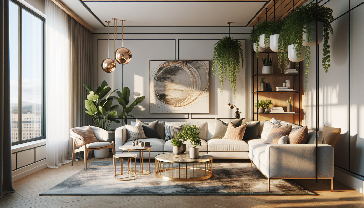 Intérieur contemporain avec tableau décoratif — ambiance wall art