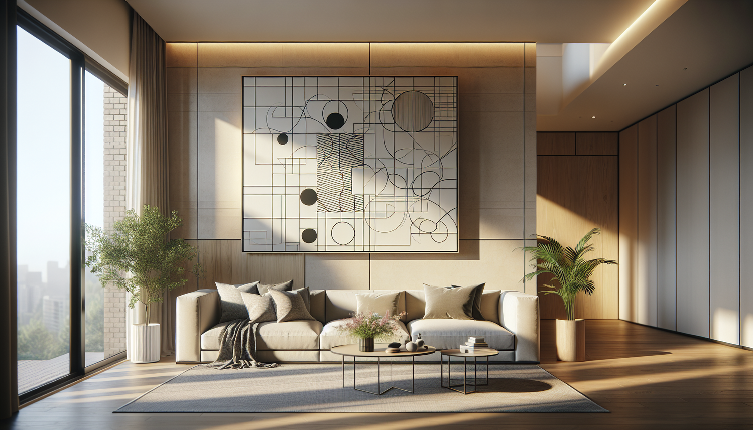 Intérieur contemporain avec tableau décoratif — ambiance wall art