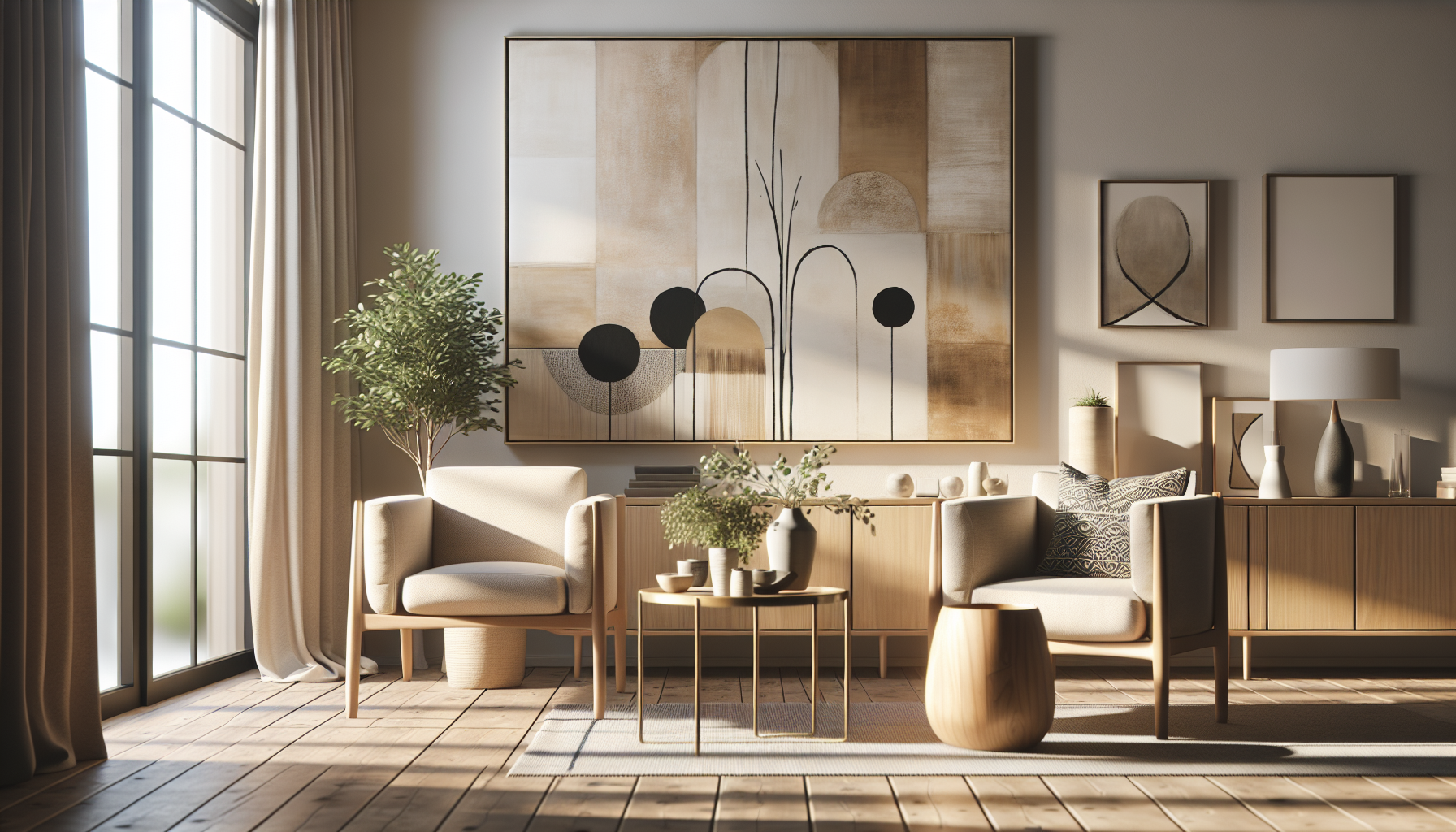 Intérieur contemporain avec tableau décoratif — ambiance Tableaux Bougie
