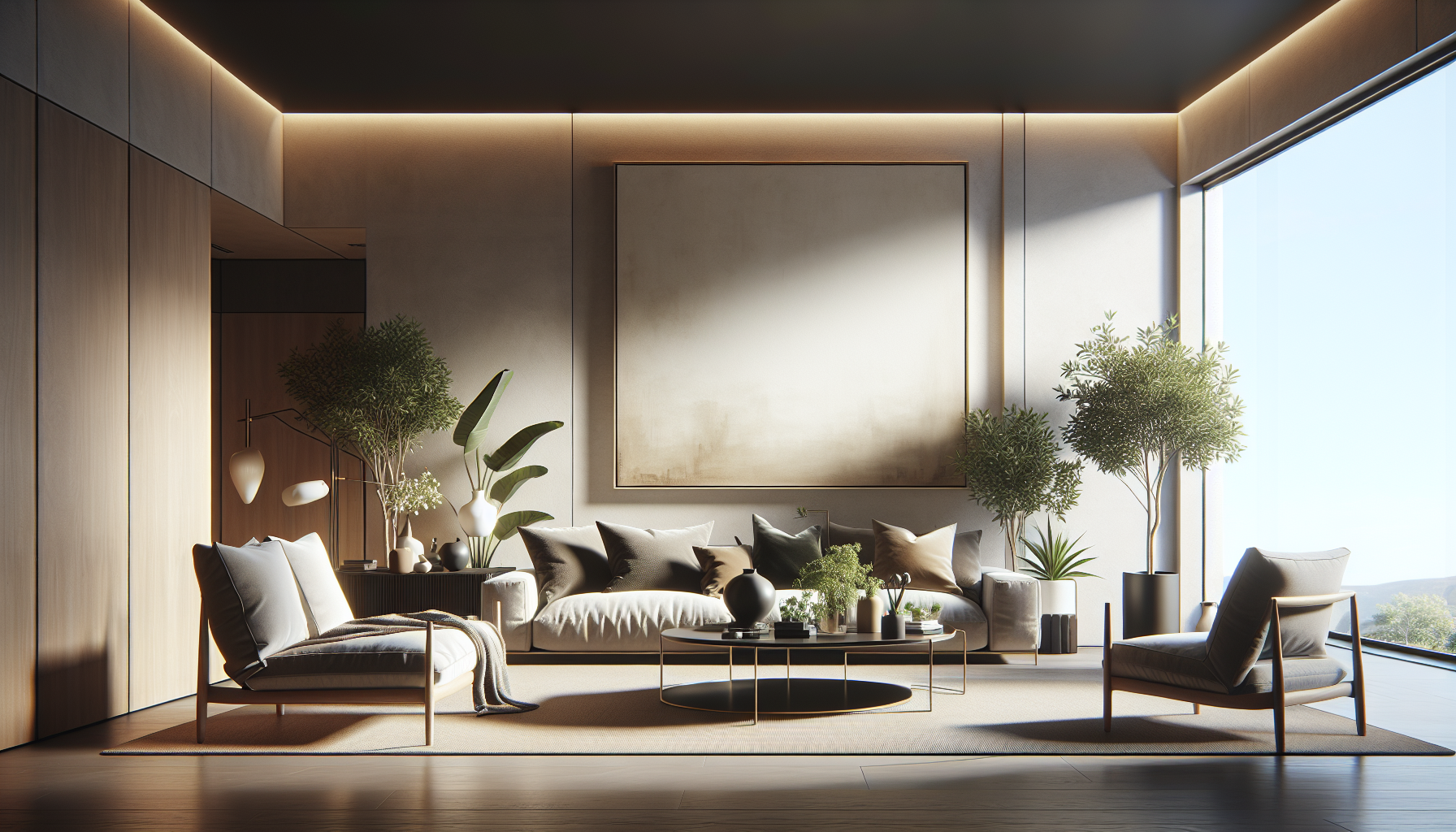 Intérieur contemporain avec tableau décoratif — ambiance wall art