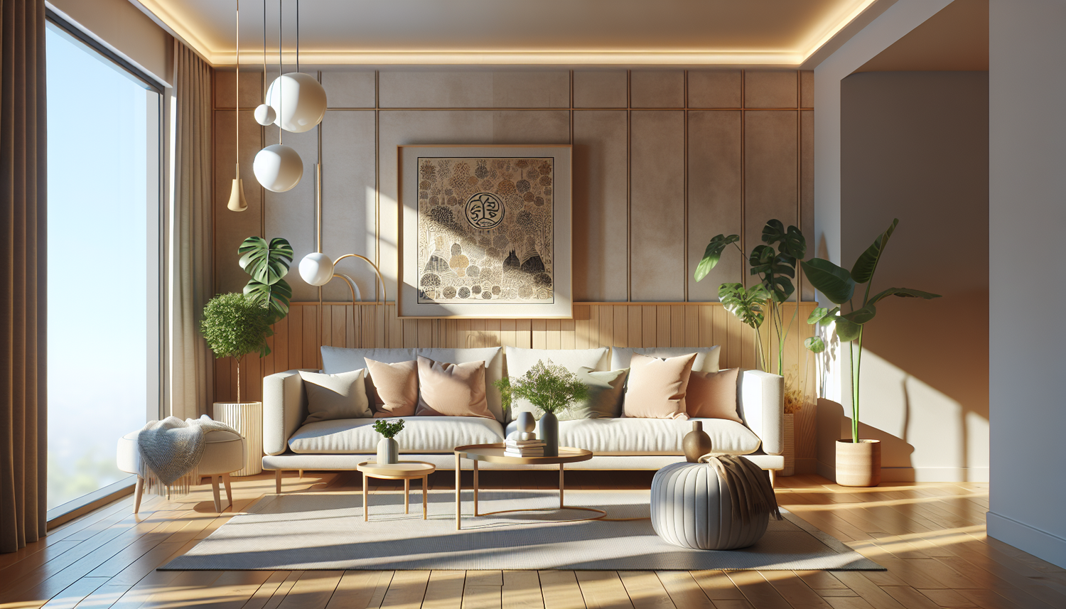 Intérieur contemporain avec tableau décoratif — ambiance Tableaux Feng Shui