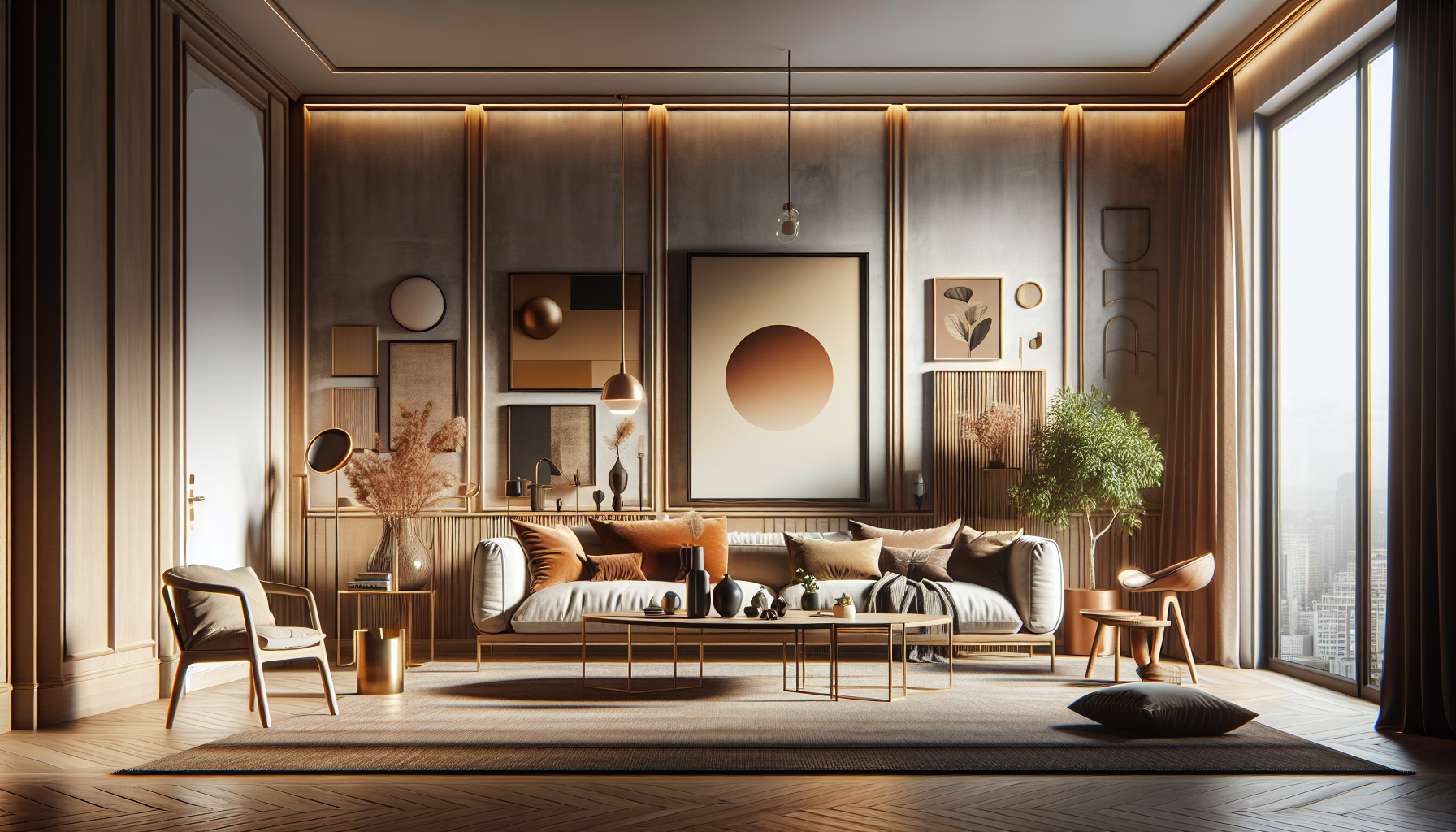 Intérieur contemporain avec tableau décoratif — ambiance wall art