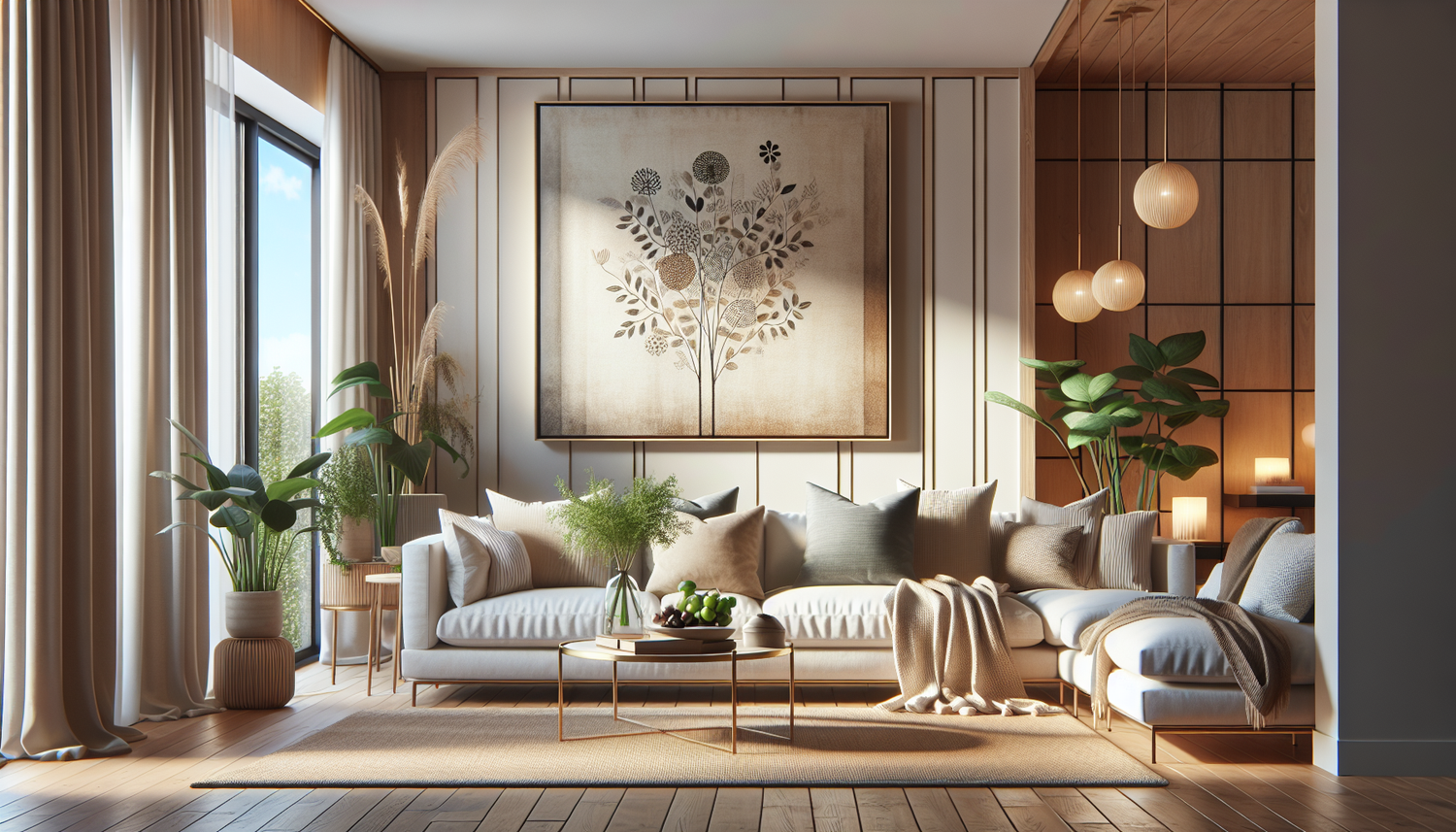 Intérieur contemporain avec tableau décoratif — ambiance wall art