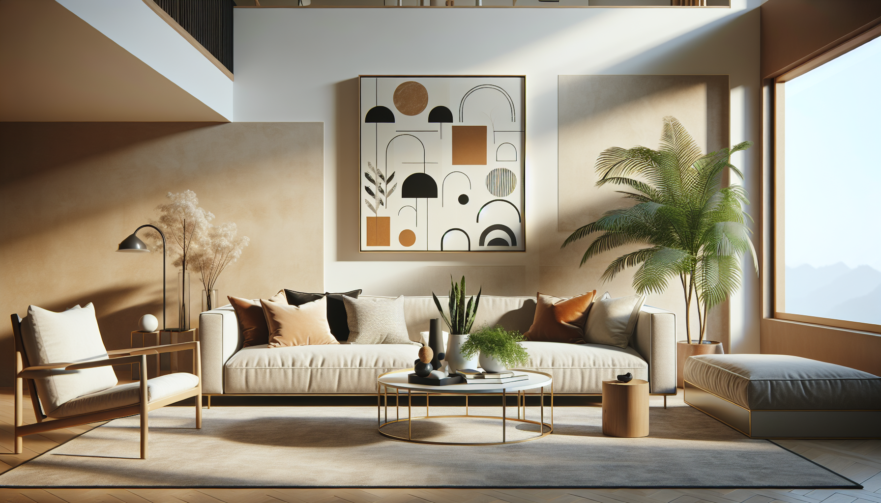 Intérieur contemporain avec tableau décoratif — ambiance wall art