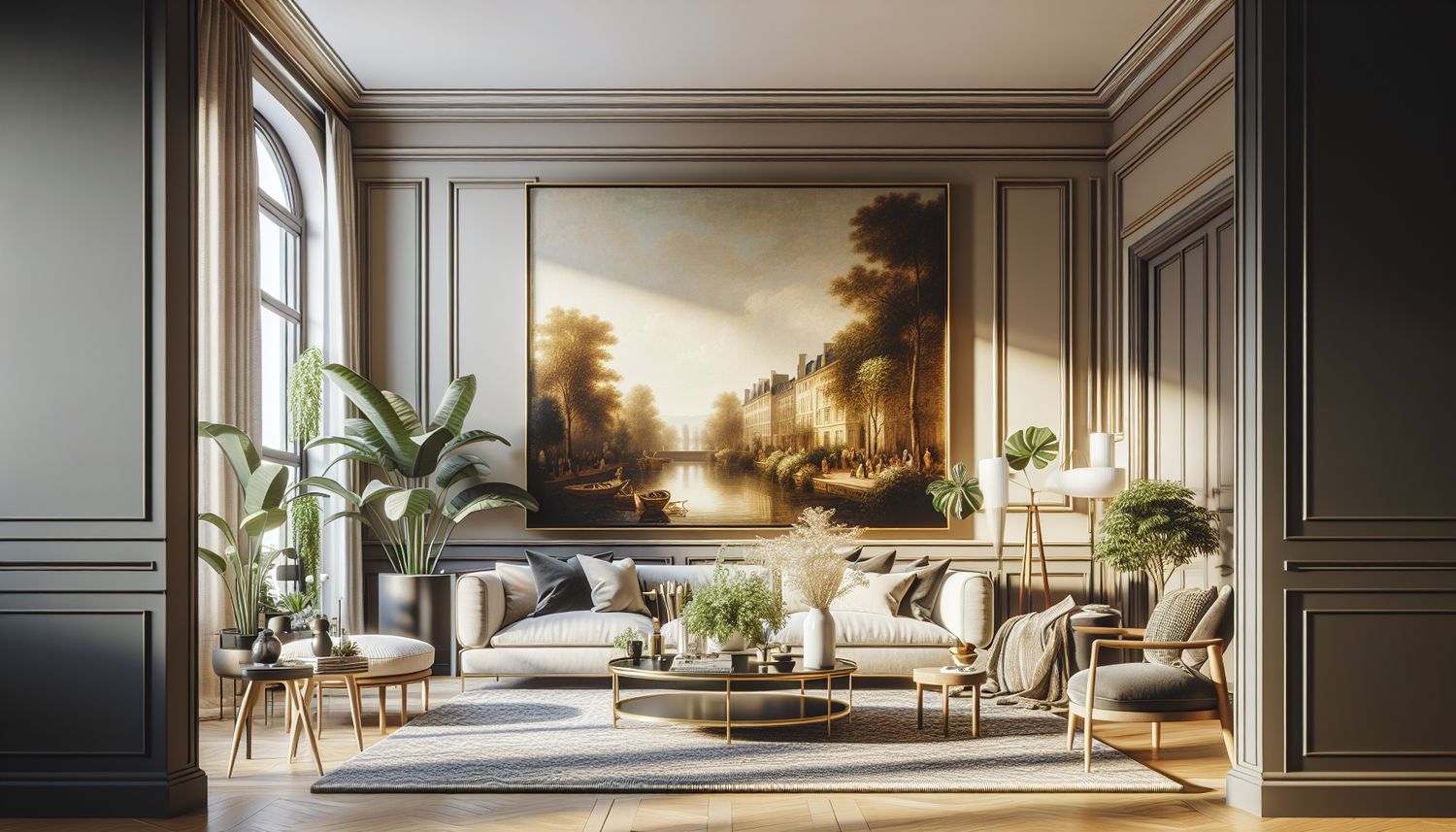 Intérieur contemporain avec tableau décoratif — ambiance Tableau pour chambre