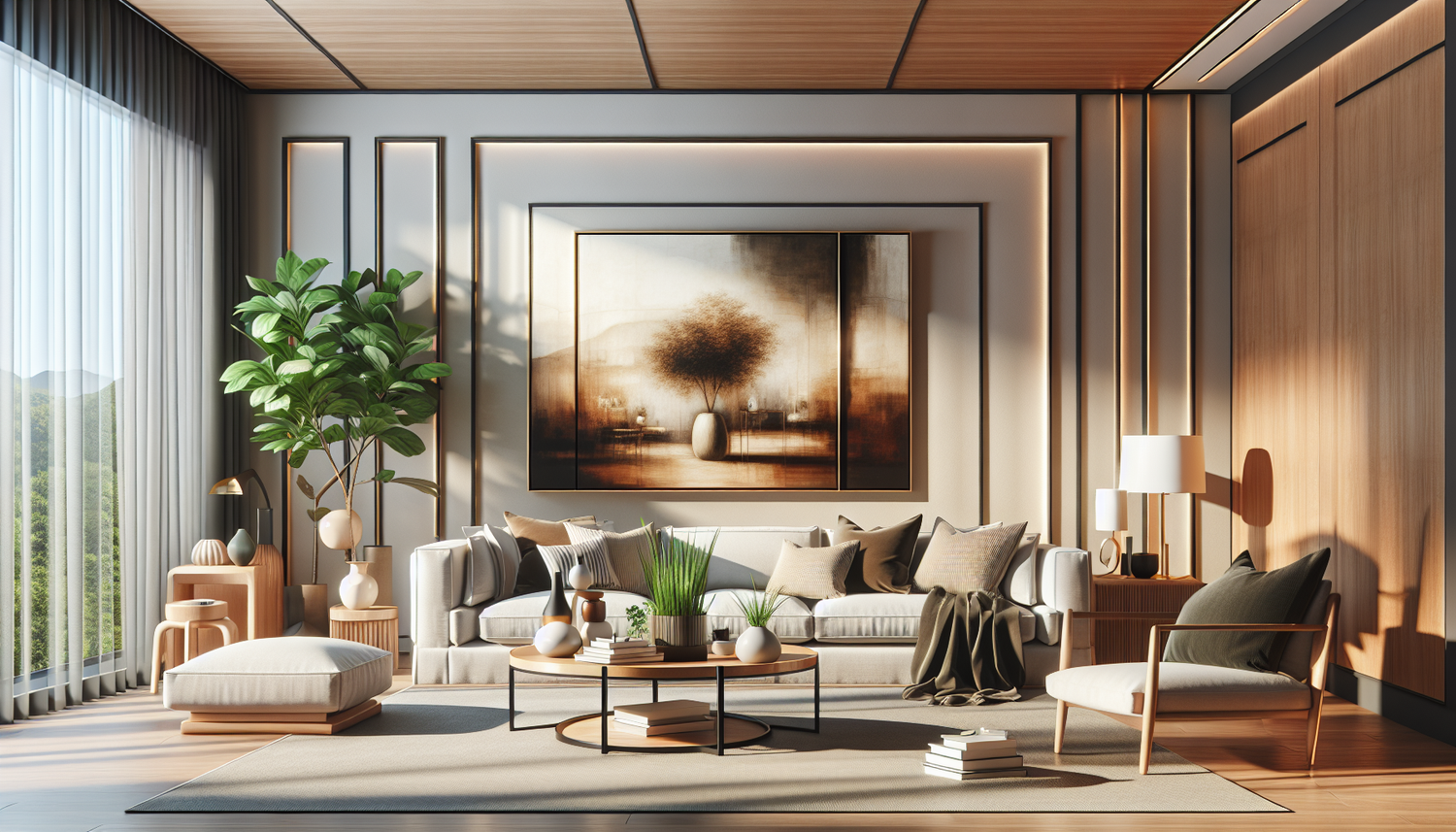 Intérieur contemporain avec tableau décoratif — ambiance wall art