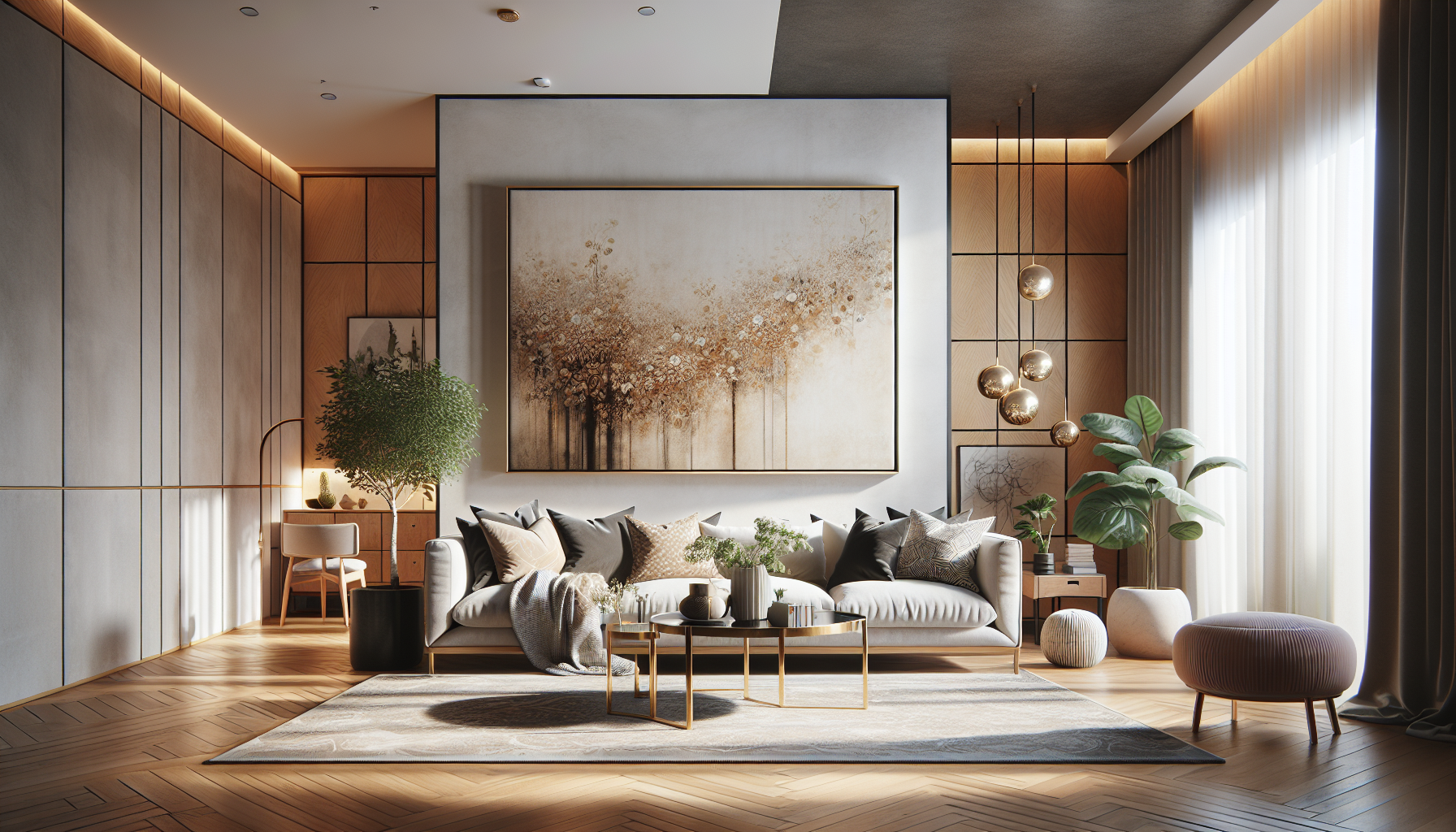 Intérieur contemporain avec tableau décoratif — ambiance wall art
