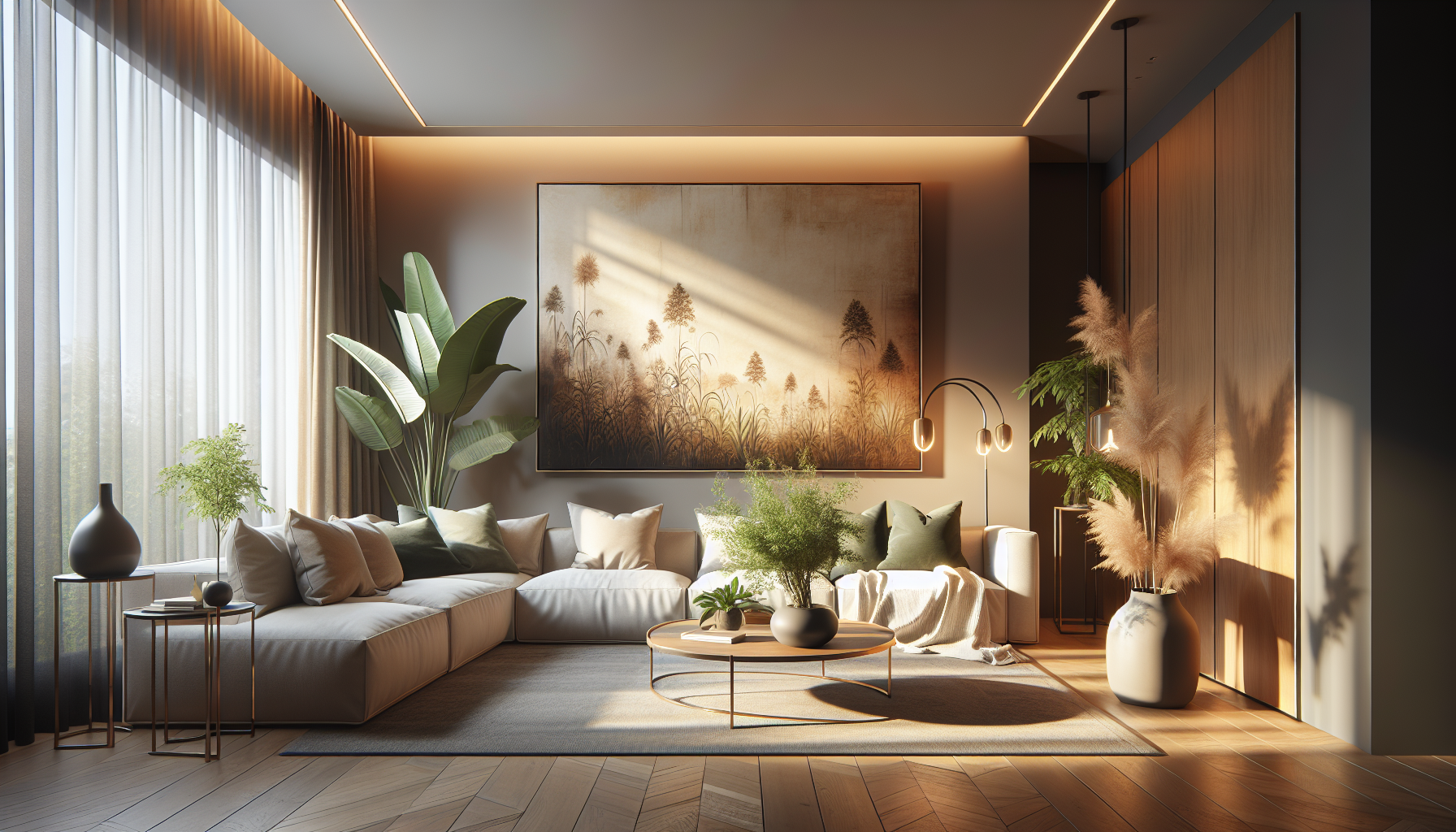 Intérieur contemporain avec tableau décoratif — ambiance wall art
