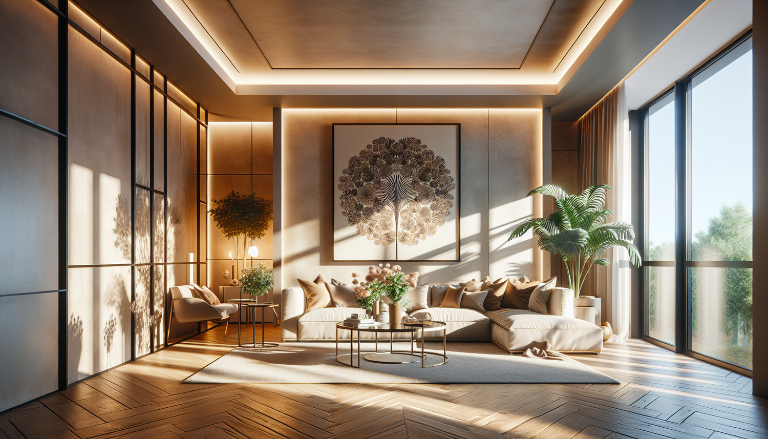 Intérieur contemporain avec tableau décoratif — ambiance wall art