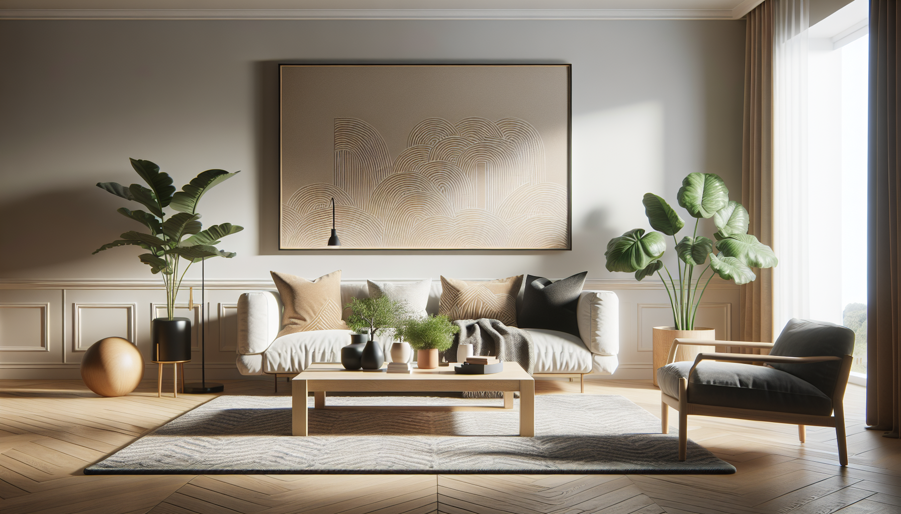 Intérieur contemporain avec tableau décoratif — ambiance wall art