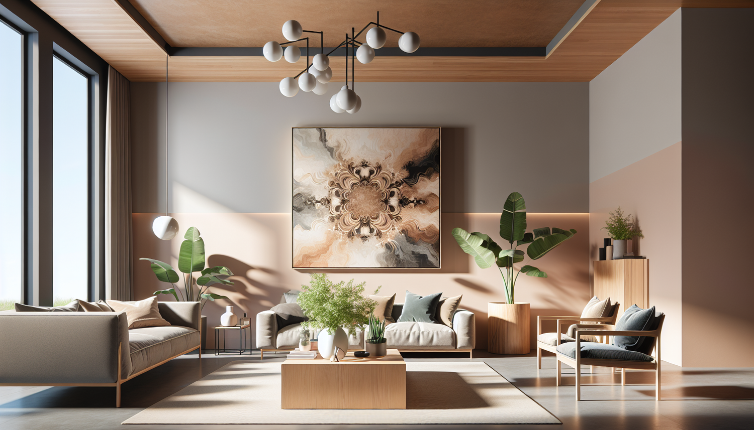 Intérieur contemporain avec tableau décoratif — ambiance wall art