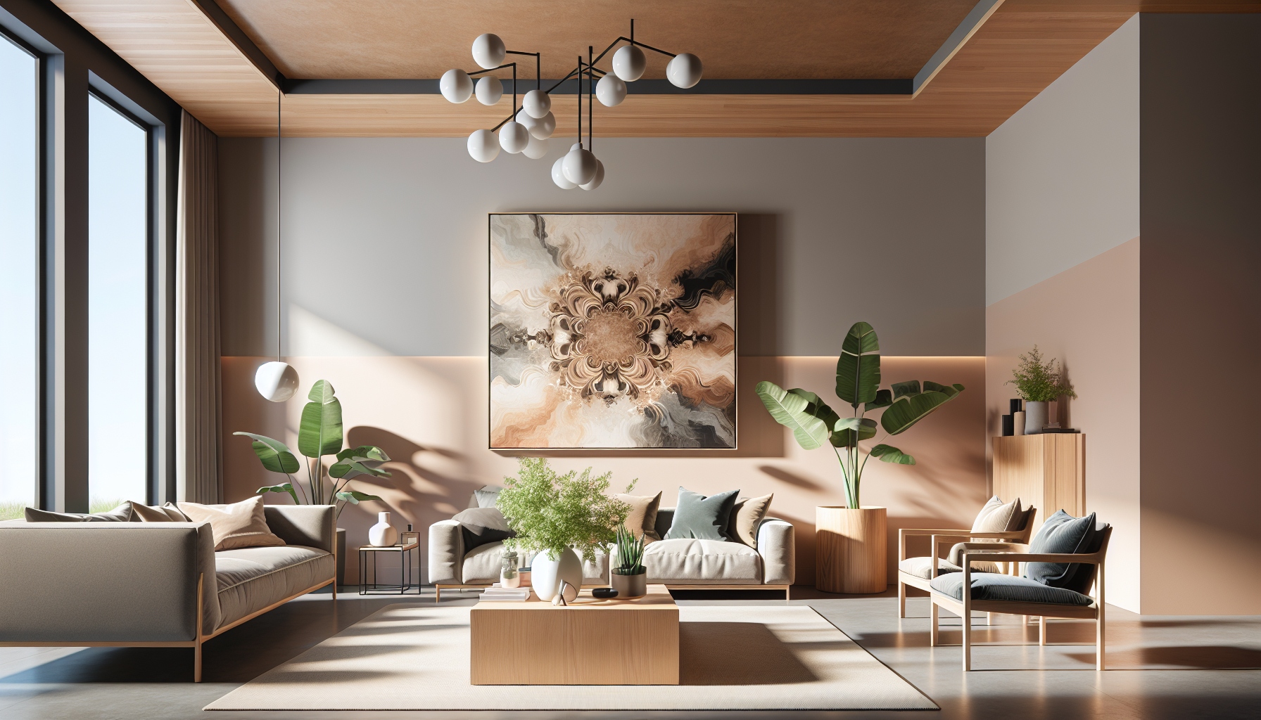 Intérieur contemporain avec tableau décoratif — ambiance wall art