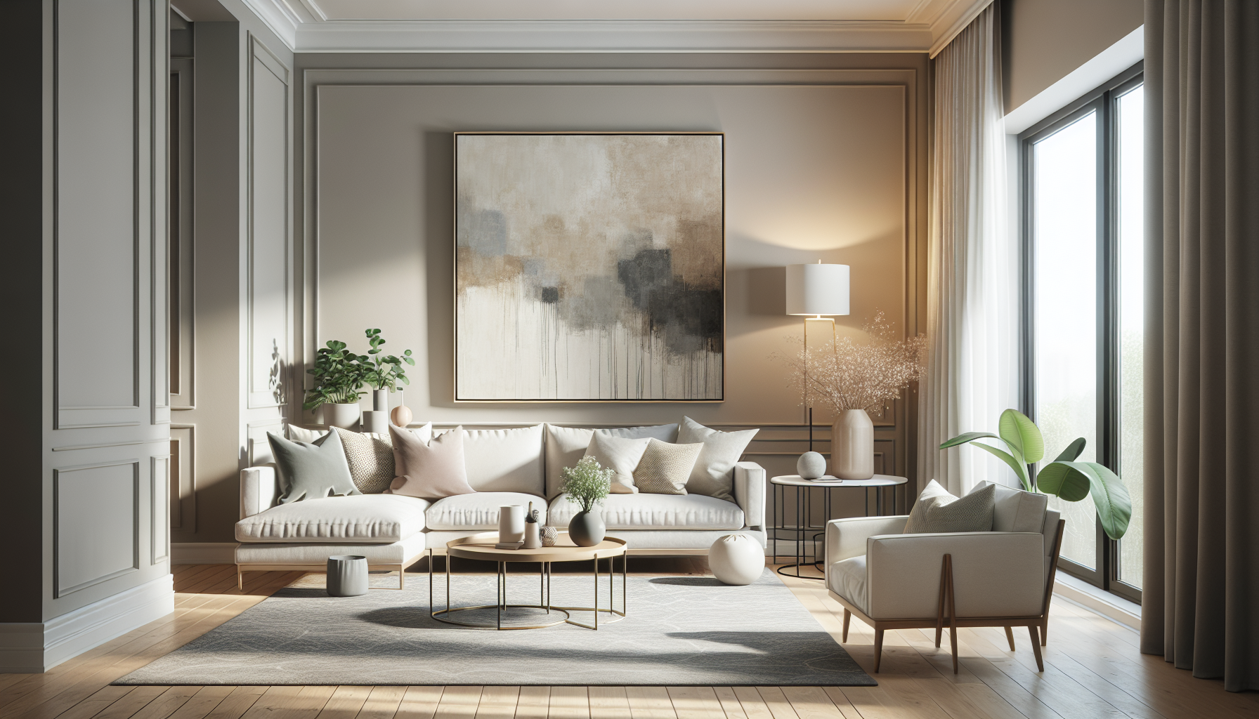 Intérieur contemporain avec tableau décoratif — ambiance wall art