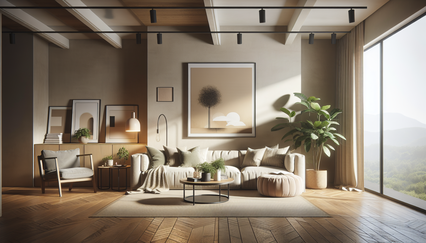 Intérieur contemporain avec tableau décoratif — ambiance wall art
