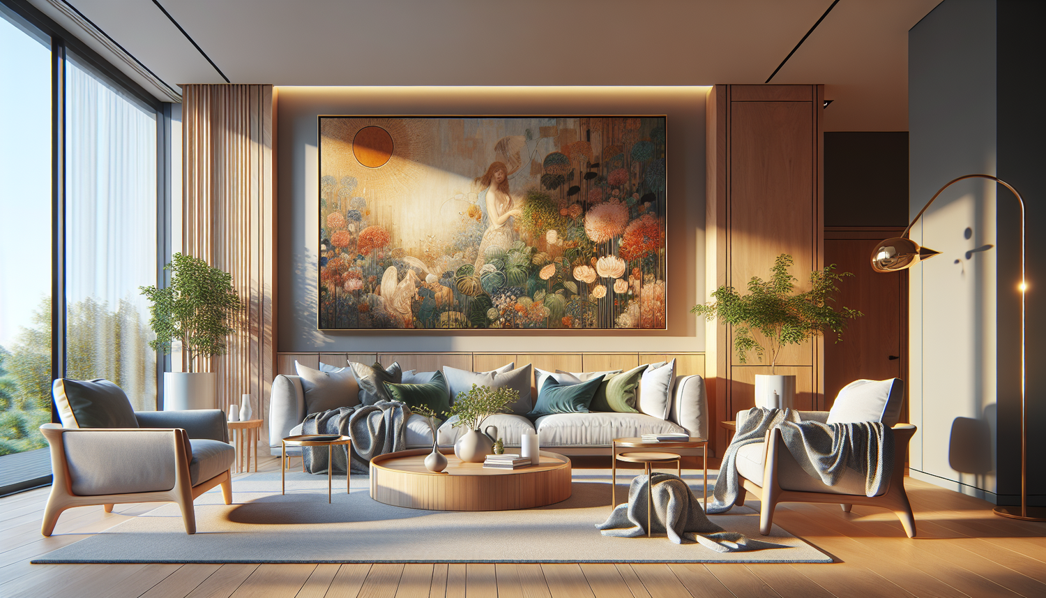 Intérieur contemporain avec tableau décoratif — ambiance wall art