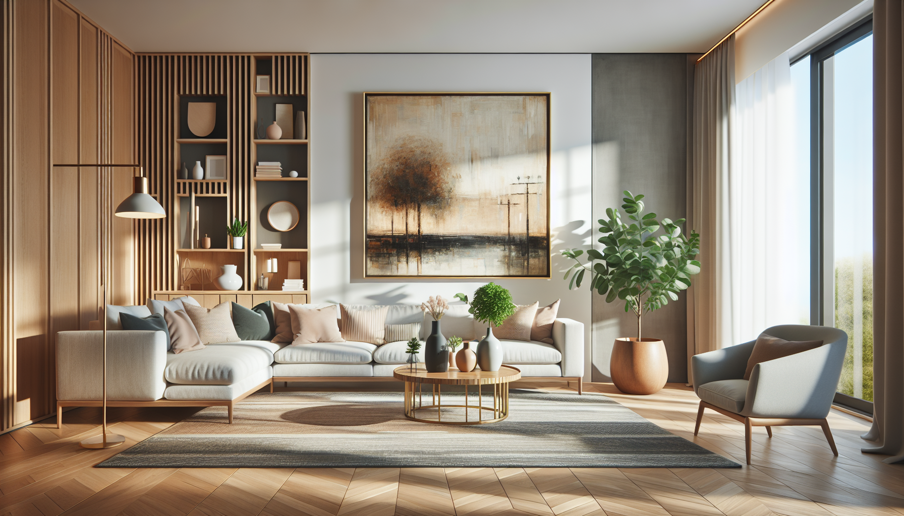 Intérieur contemporain avec tableau décoratif — ambiance wall art