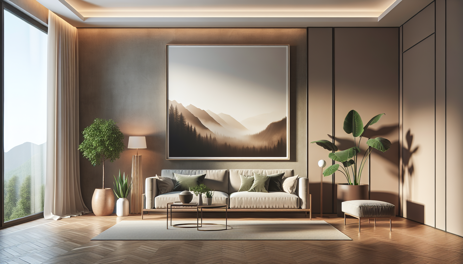Intérieur contemporain avec tableau décoratif — ambiance Tableau pour salon