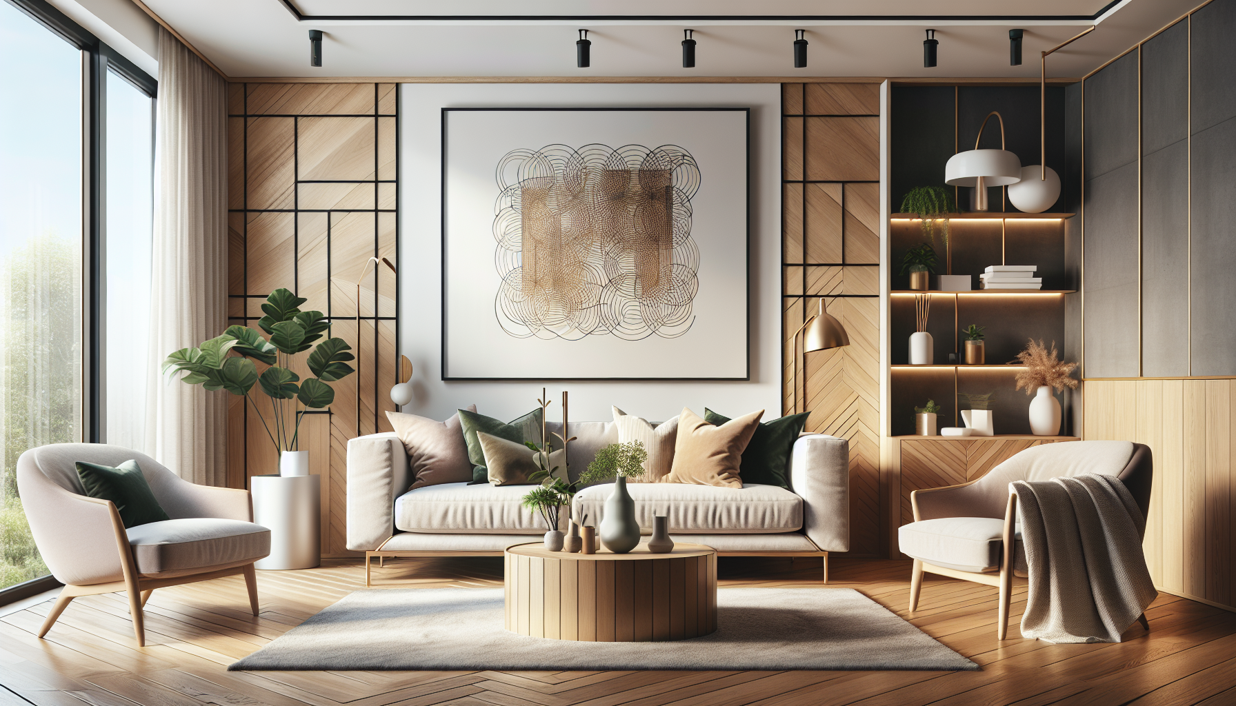 Intérieur contemporain avec tableau décoratif — ambiance Tableaux Minimaliste