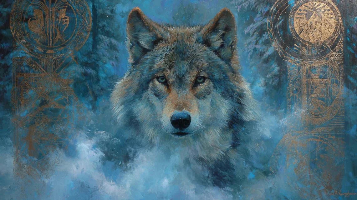 La symbolique du loup dans les tableaux : entre mystère nordique et spiritualité amérindienne