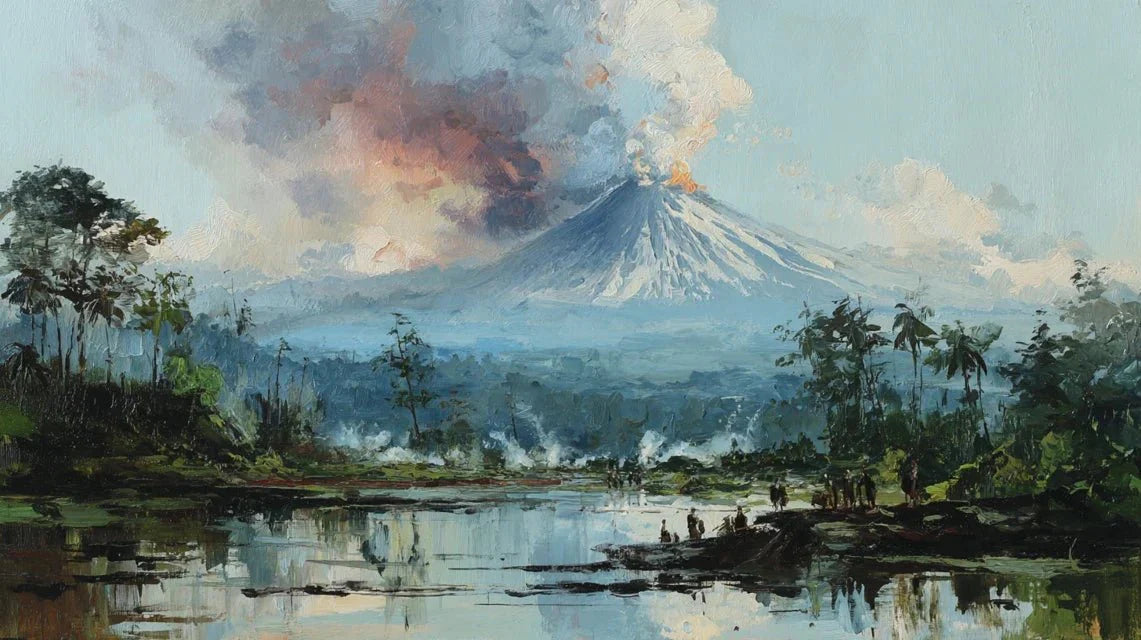 L'art de peindre les paysages de lave et activité volcanique