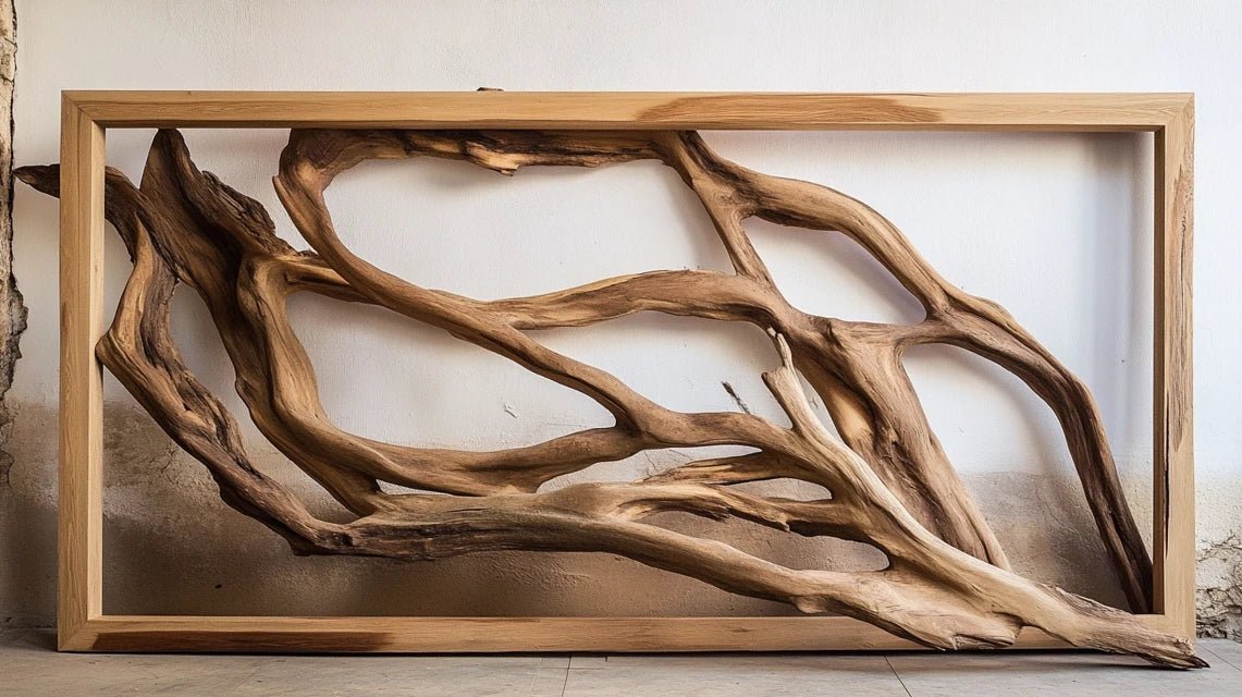 Visualisation des tendances 2025 montrant le cadre en bois massif comme élément structurant dans la décoration contemporaine avec exemples d'agencements novateurs et associations chromatiques.