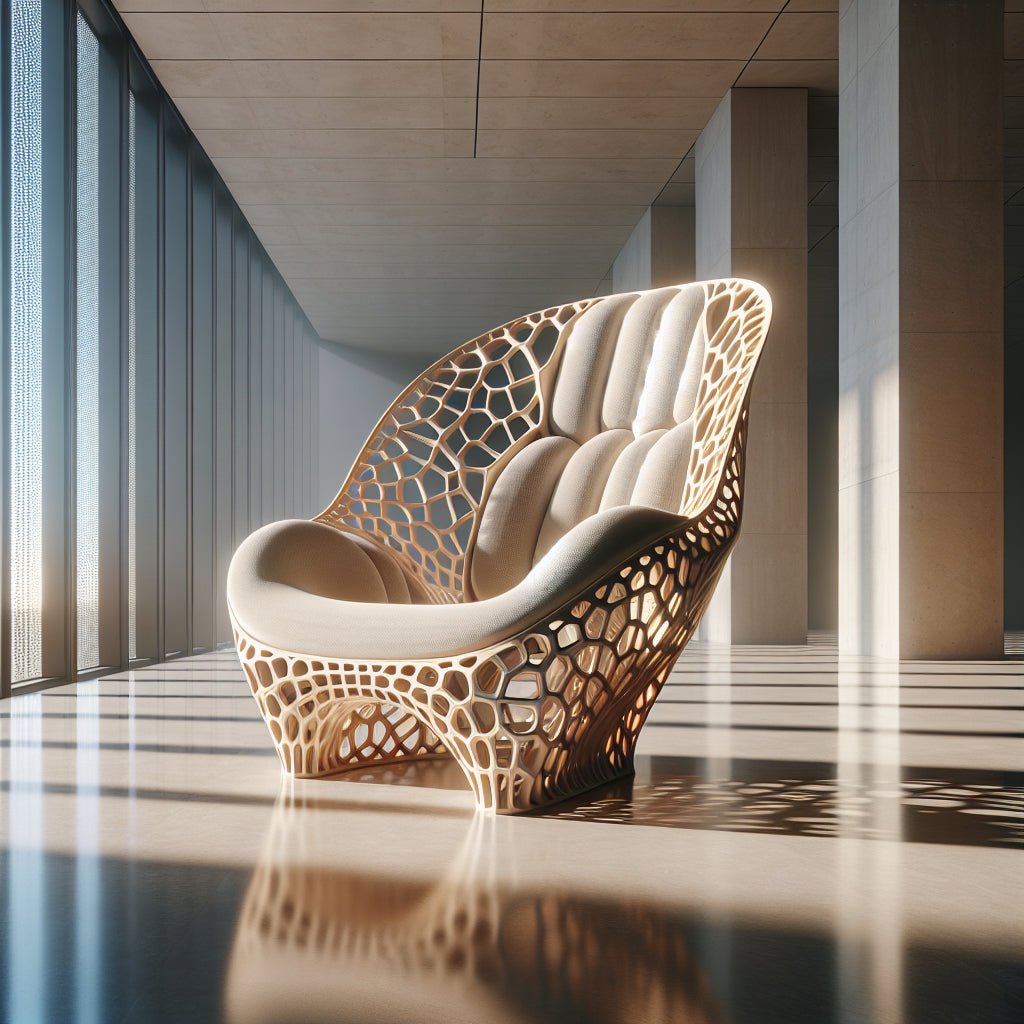 Chaise design luxe impression 3D géométrie paramétrique mobilier contemporain haute décoration