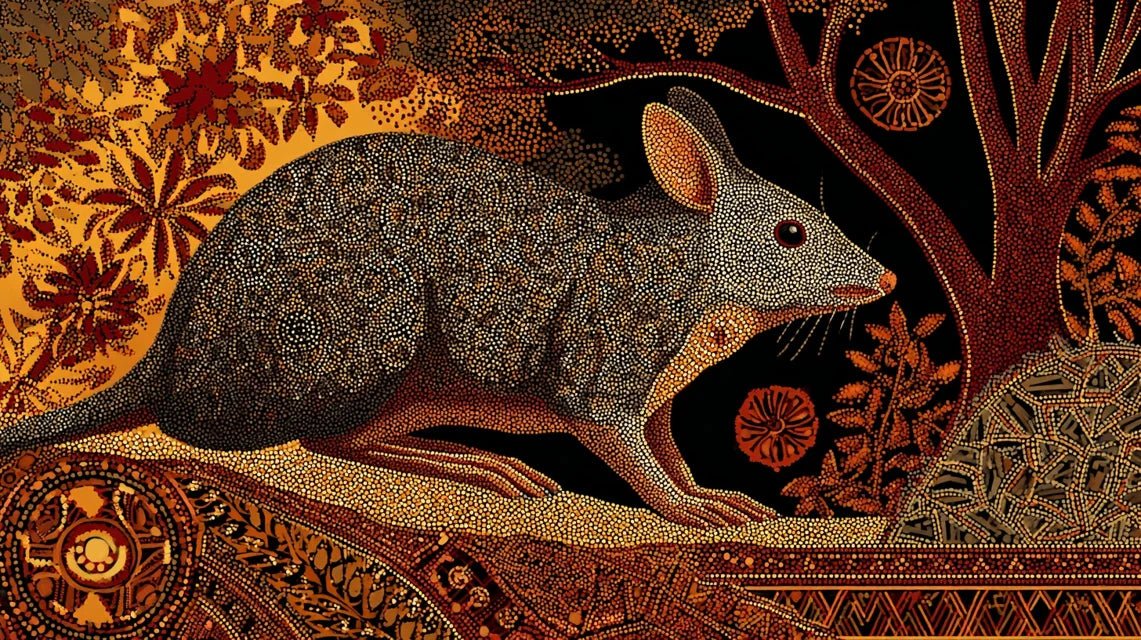 Les potoroos dans l'art aborigène : kangourous-rats