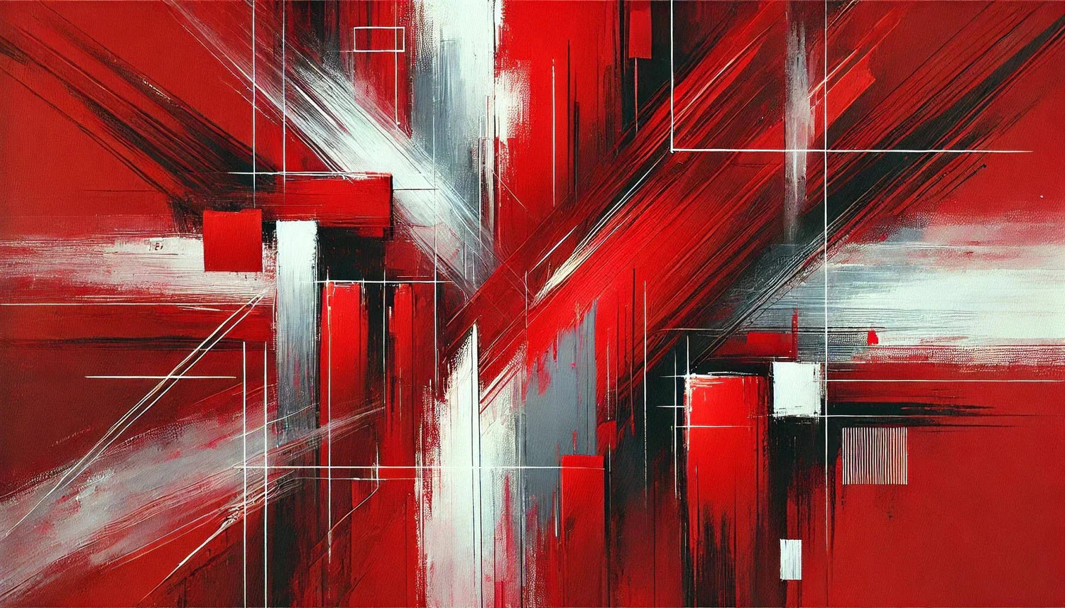 Illustration dâun tableau rouge design reprĂ©sentant lâart abstrait moderne rouge, avec des formes dynamiques et des pigments vibrants inspirĂ©s de lâexpressionnisme abstrait et du minimalisme colorĂ©.