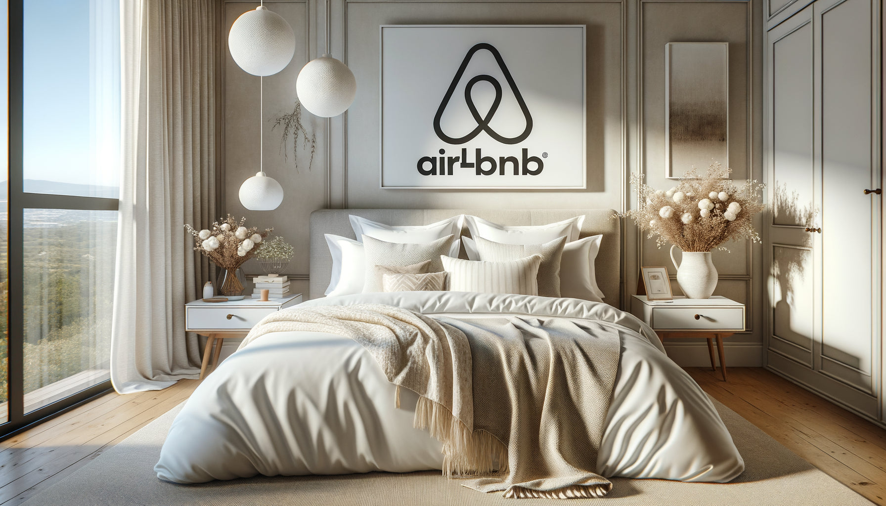 Chambre Airbnb accueillante avec literie hôtelière premium, draps blancs immaculés et oreillers moelleux