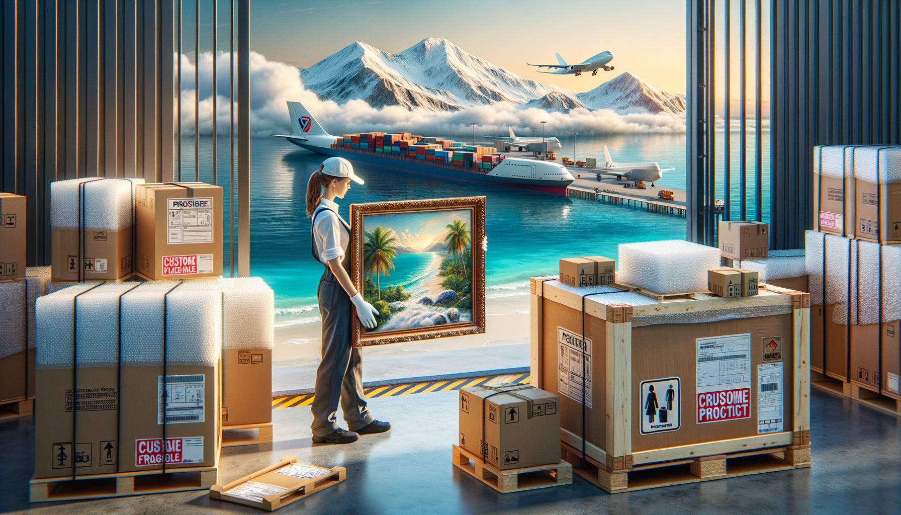 Emballage professionnel d'œuvre d'art pour expédition vers DOM-TOM avec protection renforcée et options de transport