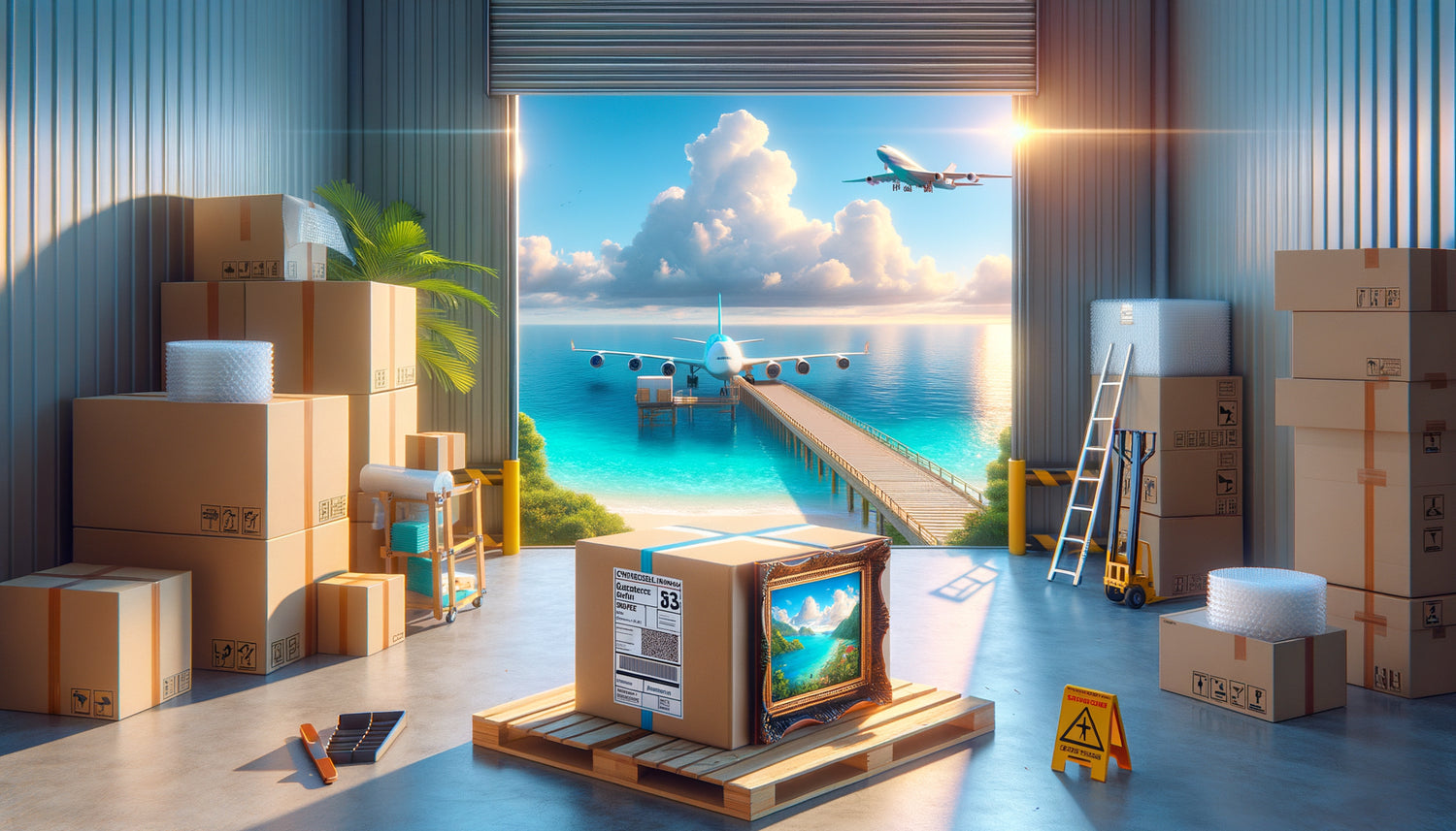 Livraison professionnelle de tableaux muraux emballés vers la Guadeloupe, Martinique et Guyane avec packaging sécurisé