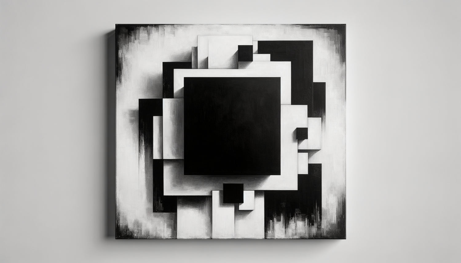 Composition suprématiste de Malevitch, carré noir géométrique sur fond blanc, abstraction radicale avant-garde russe 1915