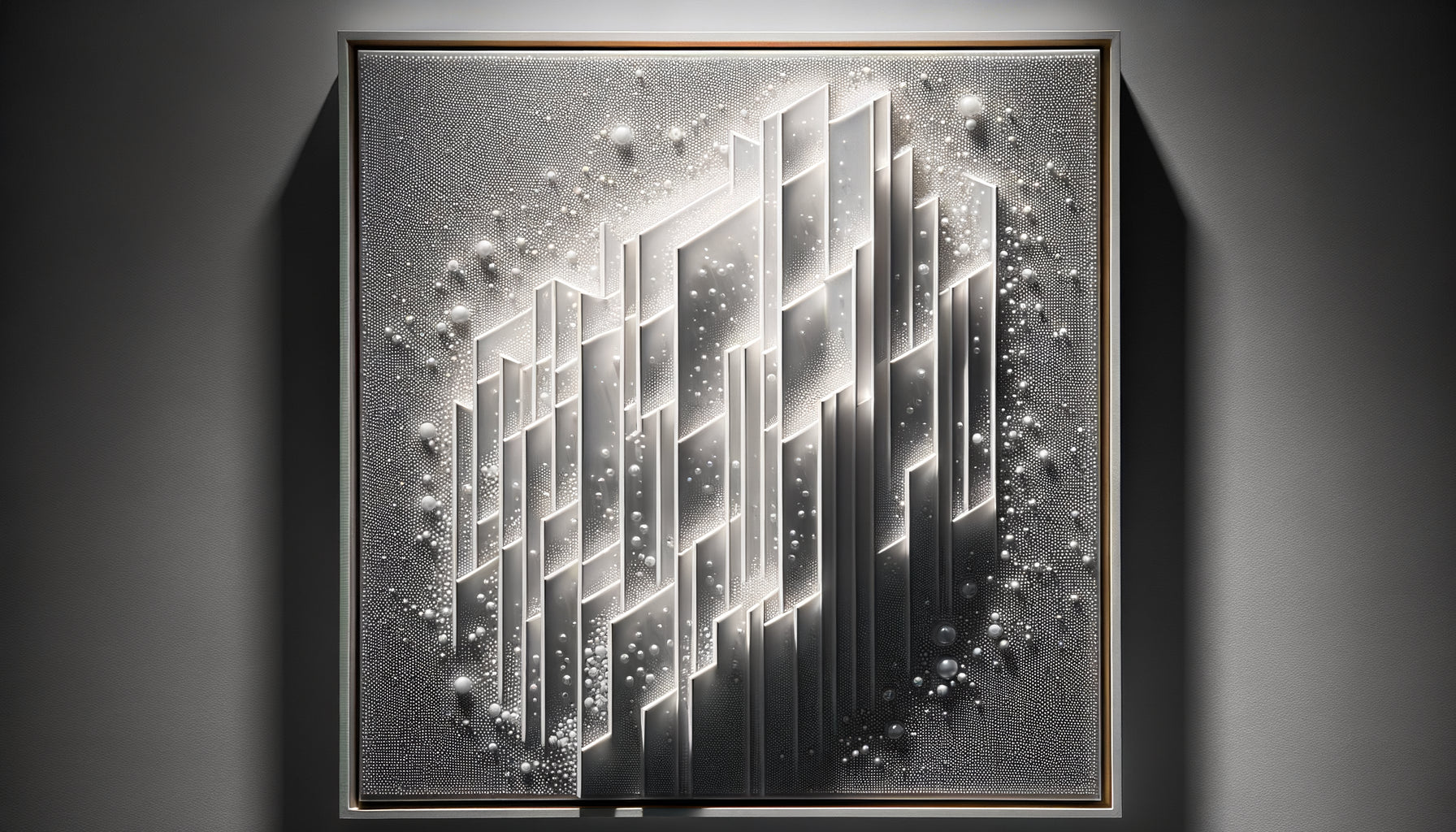 Peinture abstraite blanche de Mary Corse avec microsphères de verre rétro-réfléchissantes créant effets lumineux subtils, Light and Space Movement