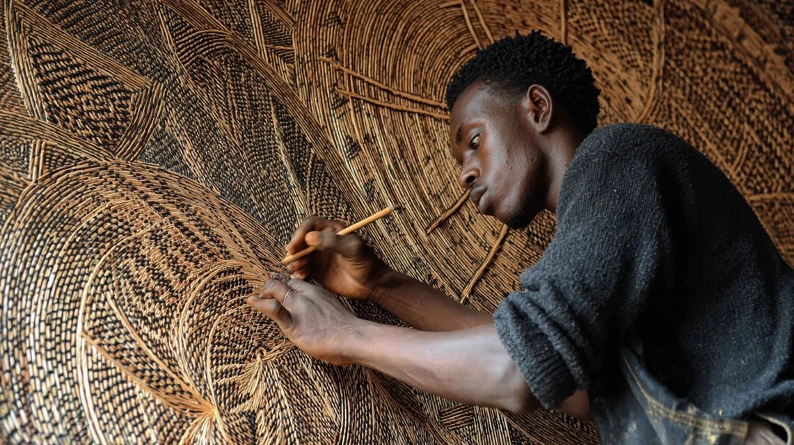 Motifs de vannerie Tutsi : géométrie rwandaise en art mural