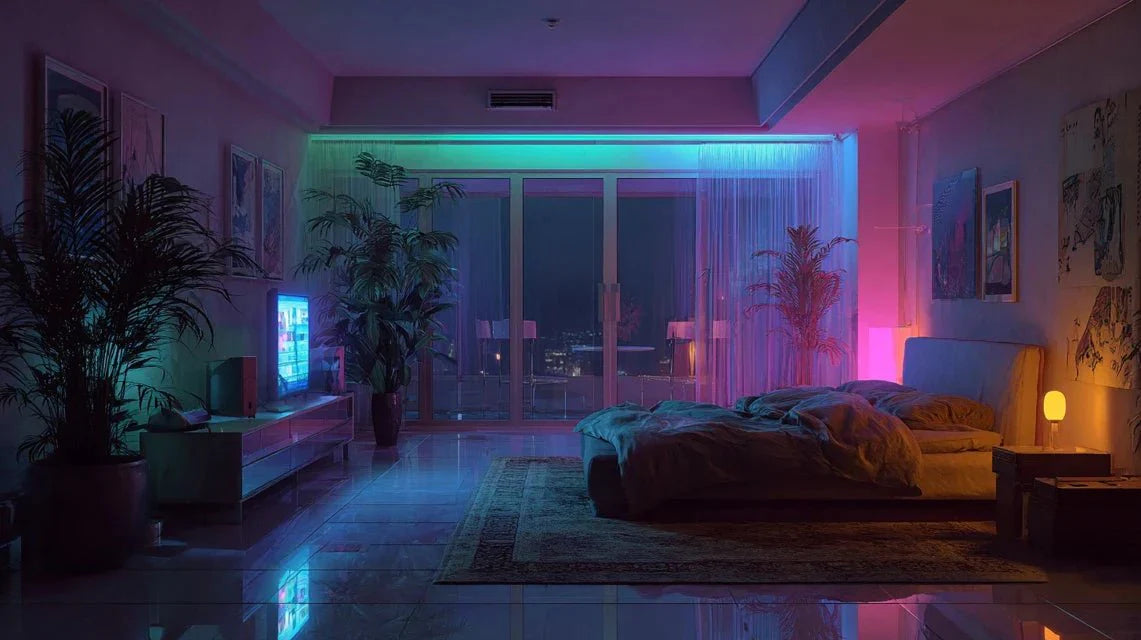 Néon spatial : du cyberpunk à la chambre moderne