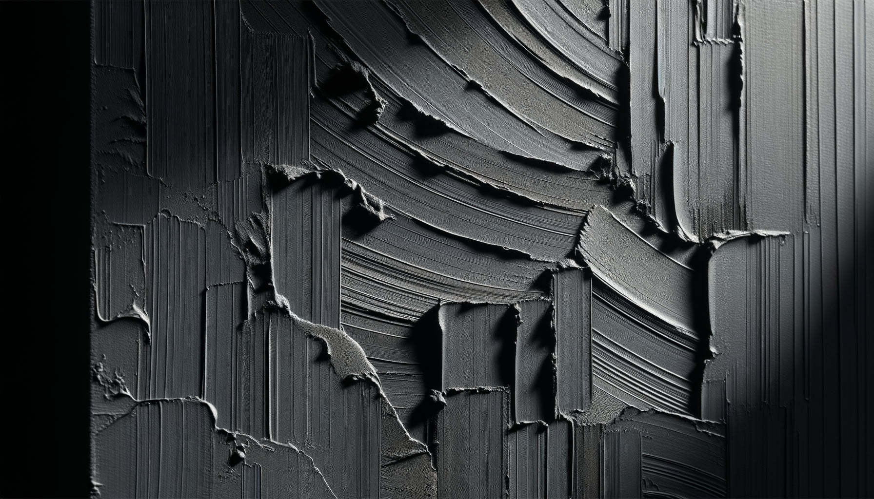 Œuvre monochrome contemporaine grise avec textures subtiles et variations de nuances créant profondeur visuelle