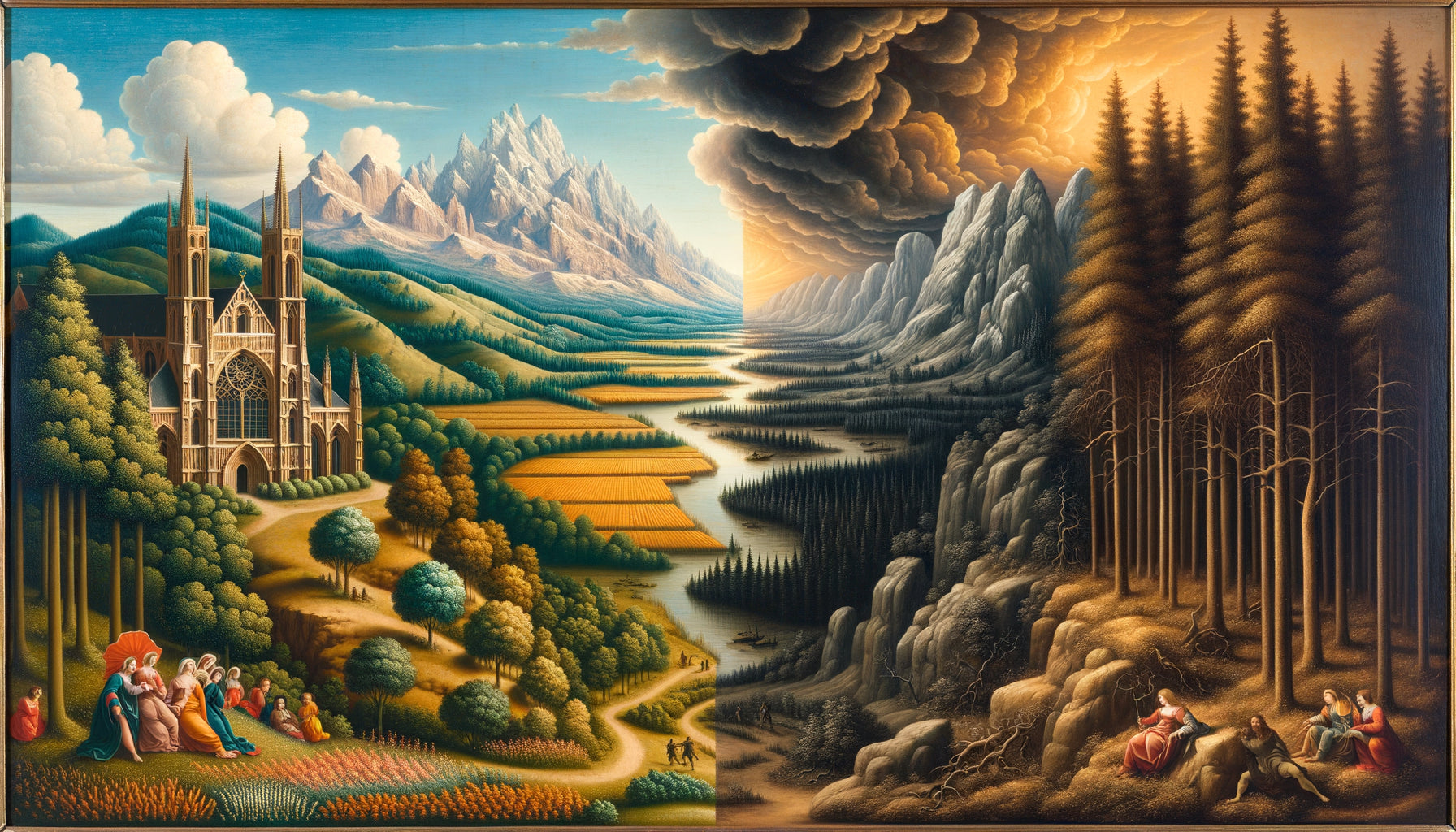 Peinture Renaissance comparant paysage rhénan flamand et paysage danubien allemand, styles distincts du 16ème siècle