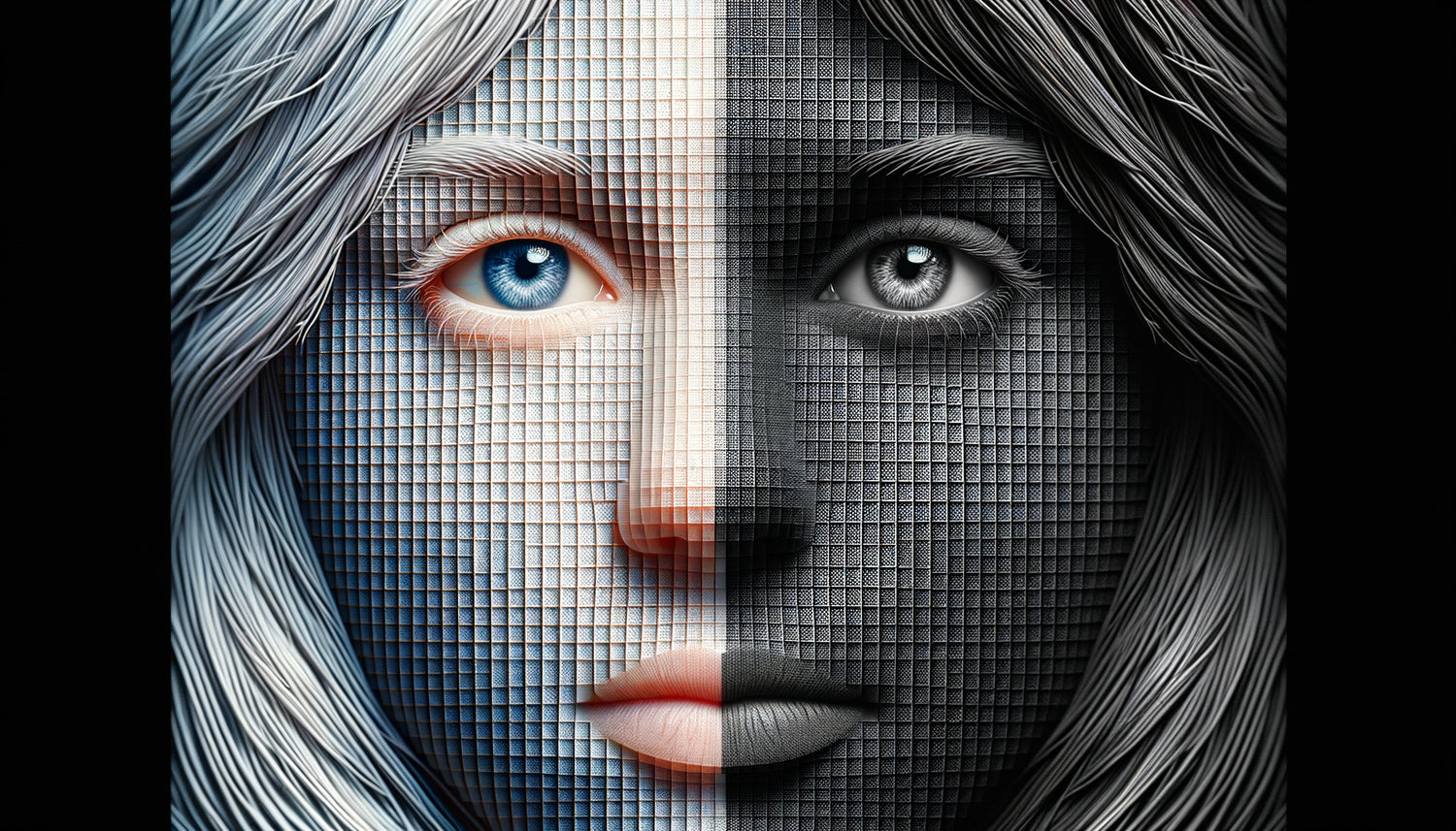 Comparaison visuelle des 500 nuances de gris perçues par l'œil humain versus 200 nuances de couleur