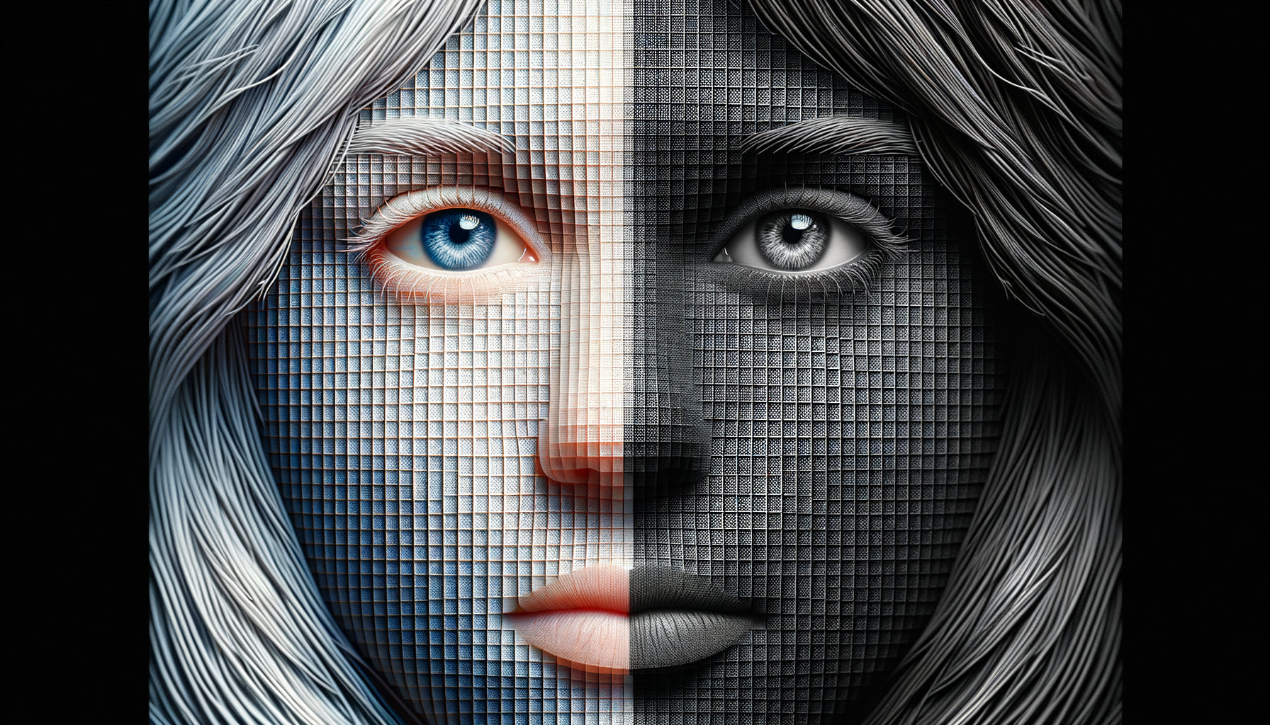 Comparaison visuelle des 500 nuances de gris perçues par l'œil humain versus 200 nuances de couleur